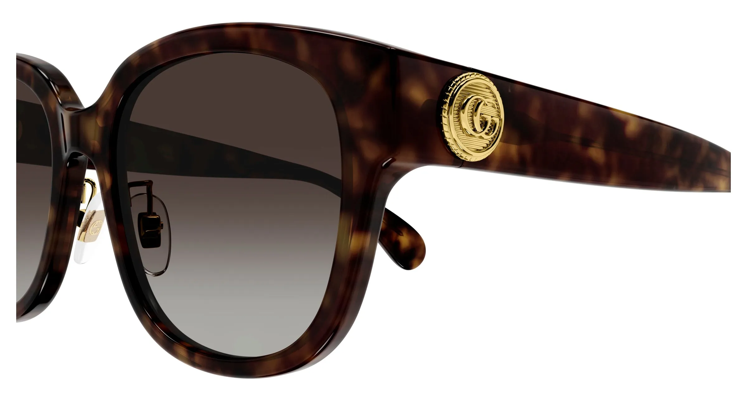 Gucci GG1409SK 002 Occhiali da sole Acetato Havana Marrone Rotonda Sfumato - immagine 3