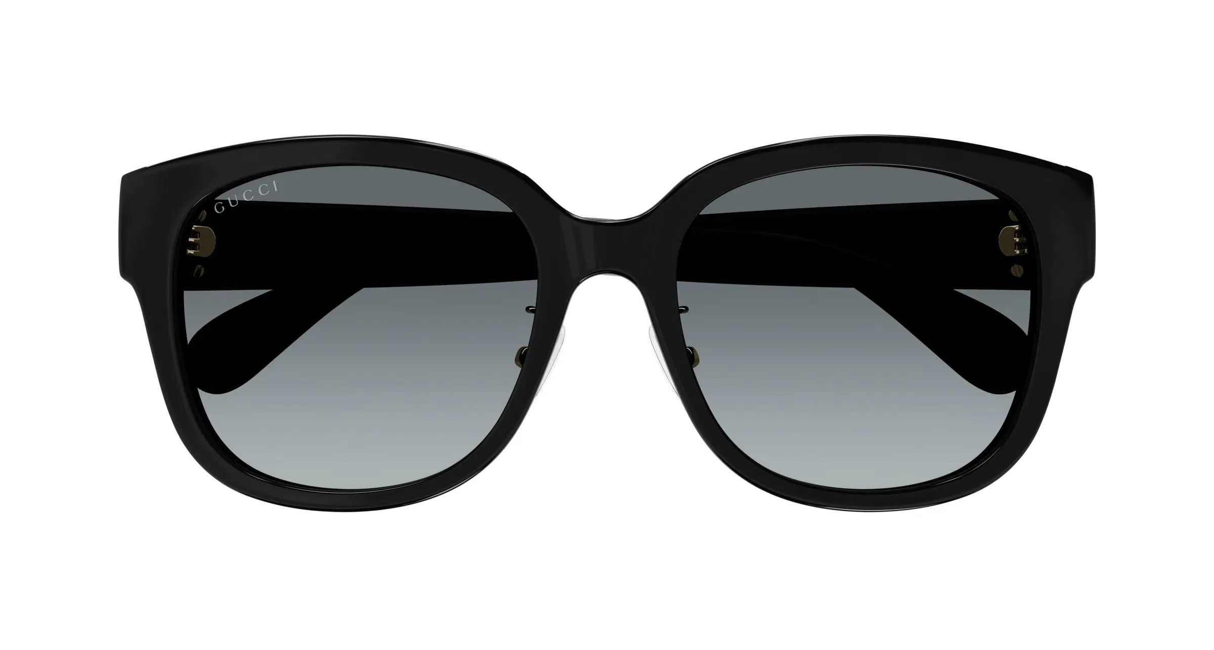 Gucci GG1409SK 001 Occhiali da sole Acetato Nero Grigio Rotonda Sfumato - immagine 2