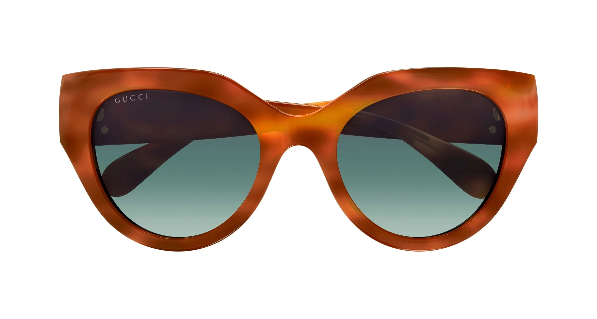 Gucci GG1408S 004 Occhiali da sole Acetato Havana Verde Cat Eye Sfumato - immagine 2