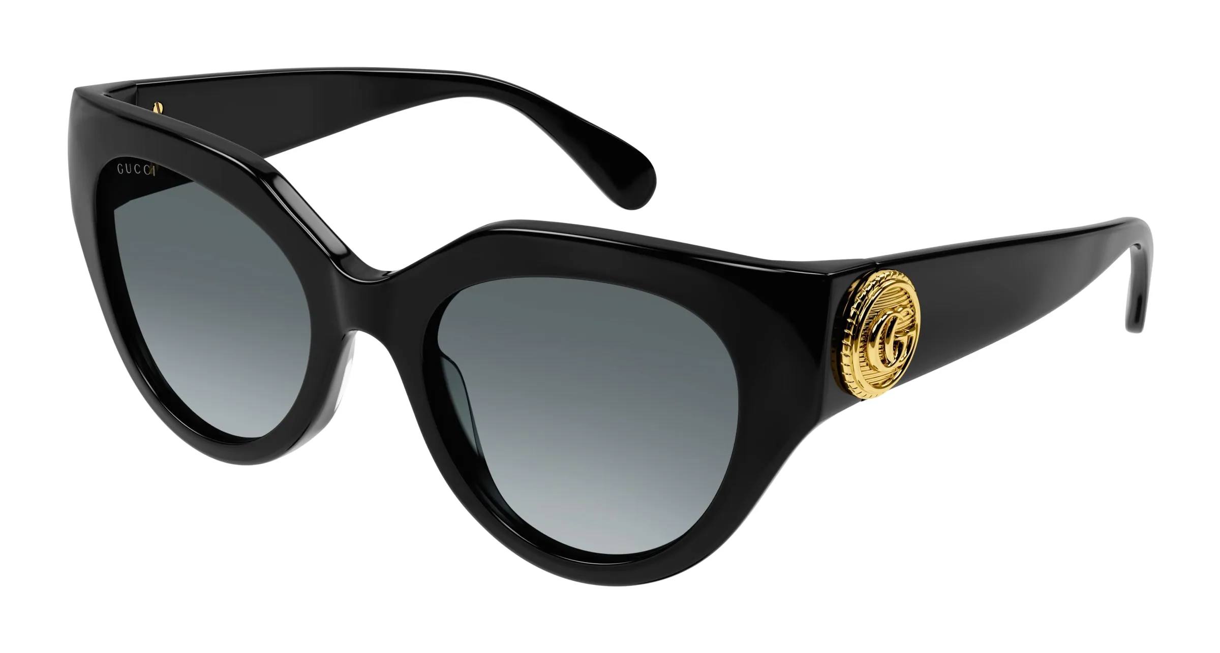 Gucci GG1408S 001 Occhiali da sole Acetato Nero Grigio Cat Eye Sfumato - immagine 1