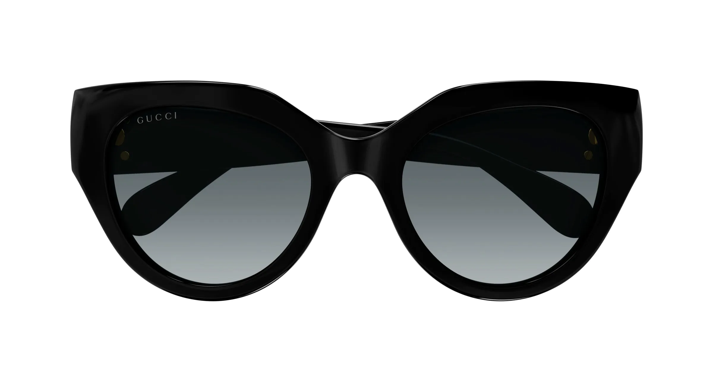 Gucci GG1408S 001 Occhiali da sole Acetato Nero Grigio Cat Eye Sfumato - immagine 2