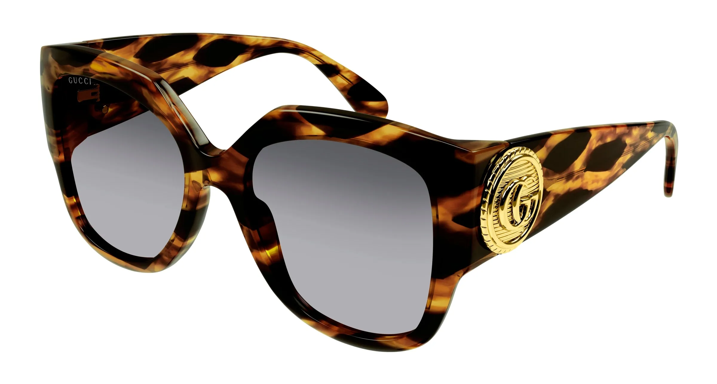 Gucci GG1407S 002 Occhiali da sole Acetato Havana Grigio Squadrata Normale Sfumato - immagine 1