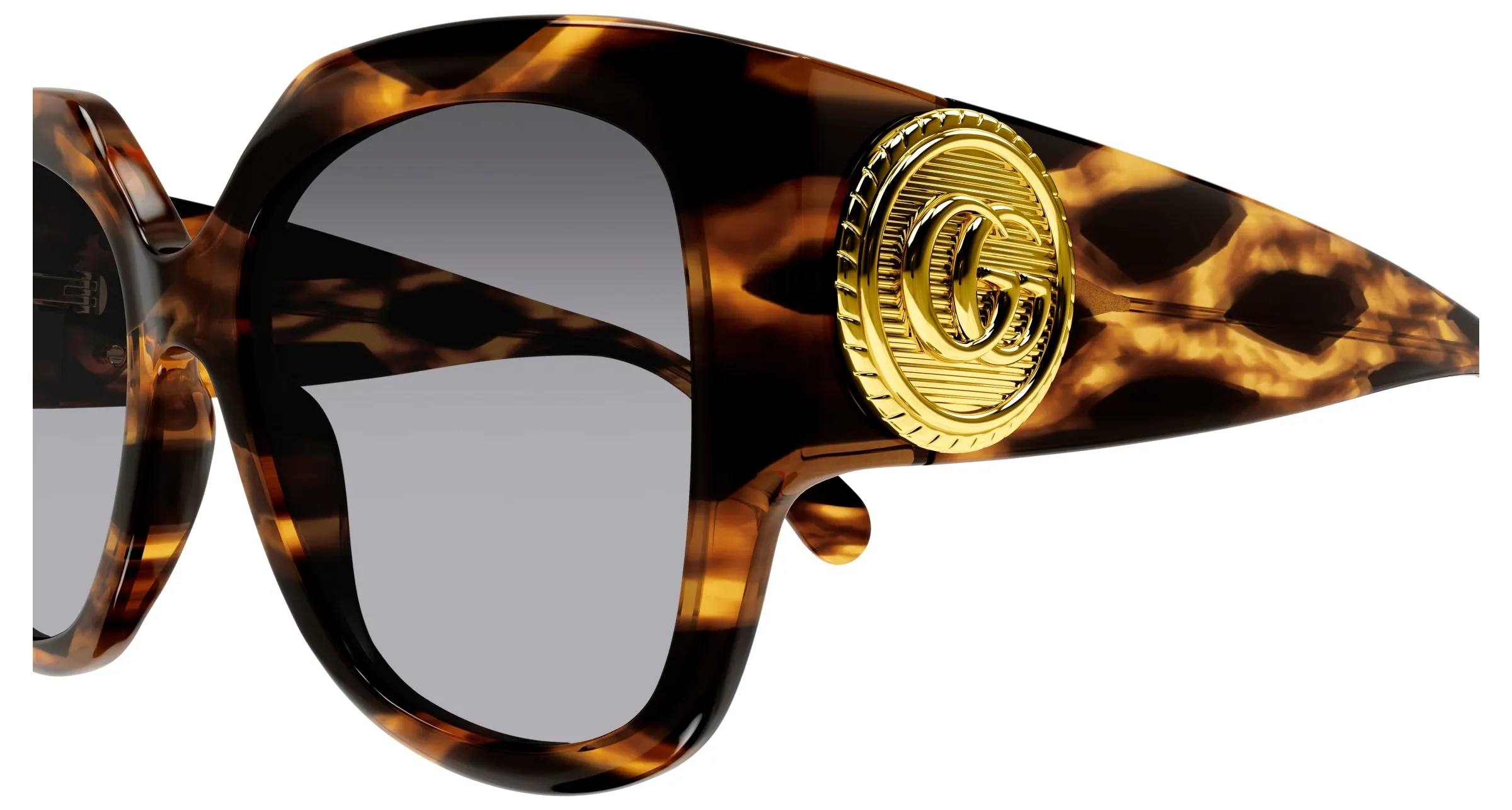 Gucci GG1407S 002 Occhiali da sole Acetato Havana Grigio Squadrata Normale Sfumato - immagine 3