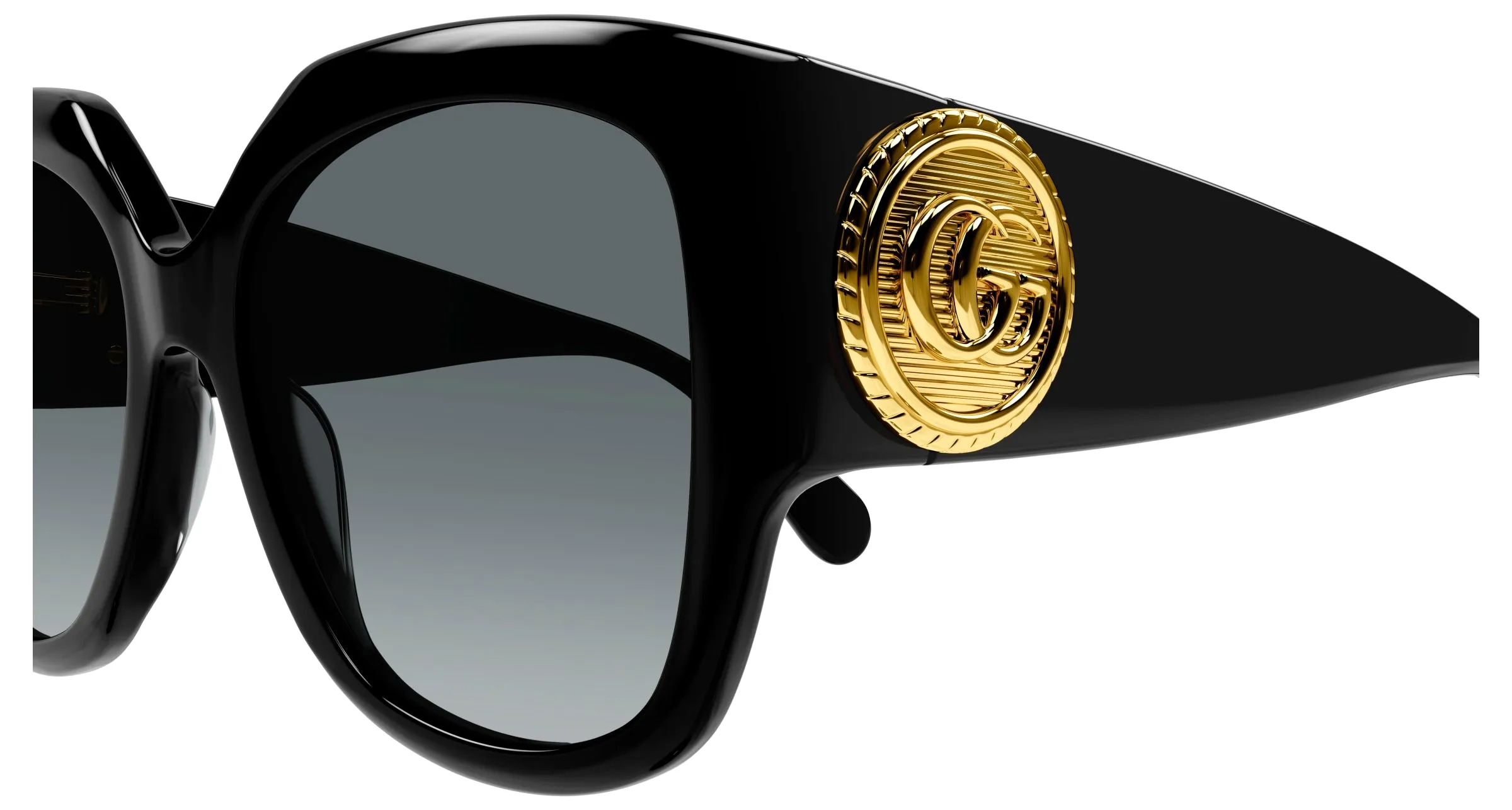Gucci GG1407S 001 Occhiali da sole Acetato Nero Grigio Squadrata Normale Sfumato - immagine 3