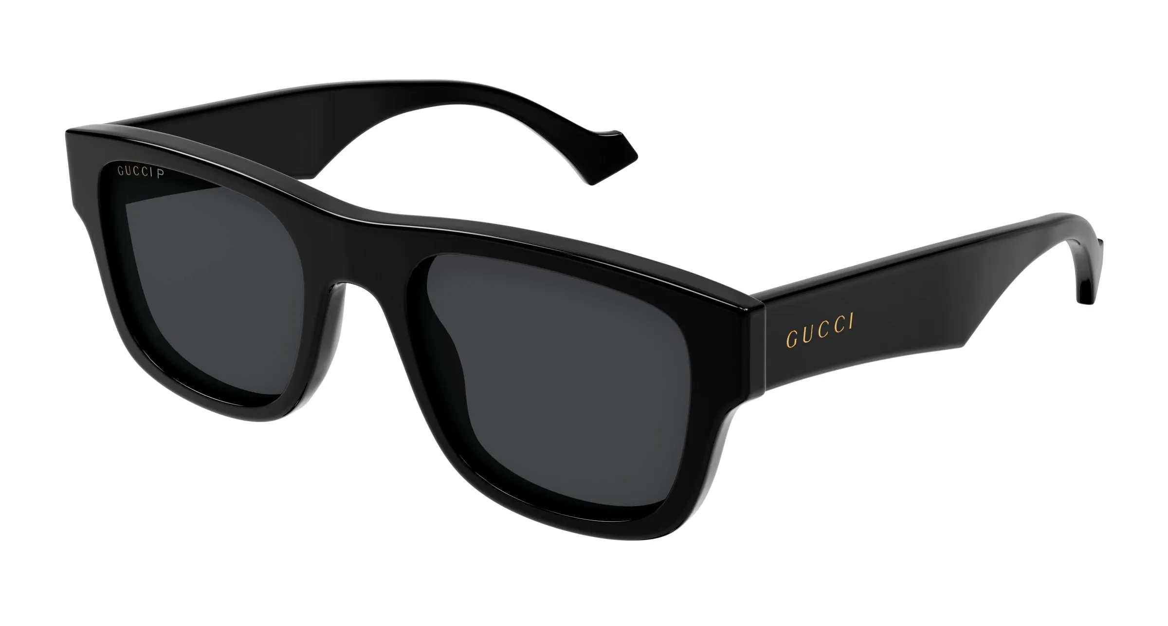 Gucci GG1427S 002 Occhiali da sole Acetato Nero Grigio Squadrata Polarizzata Antiriflesso - immagine 1