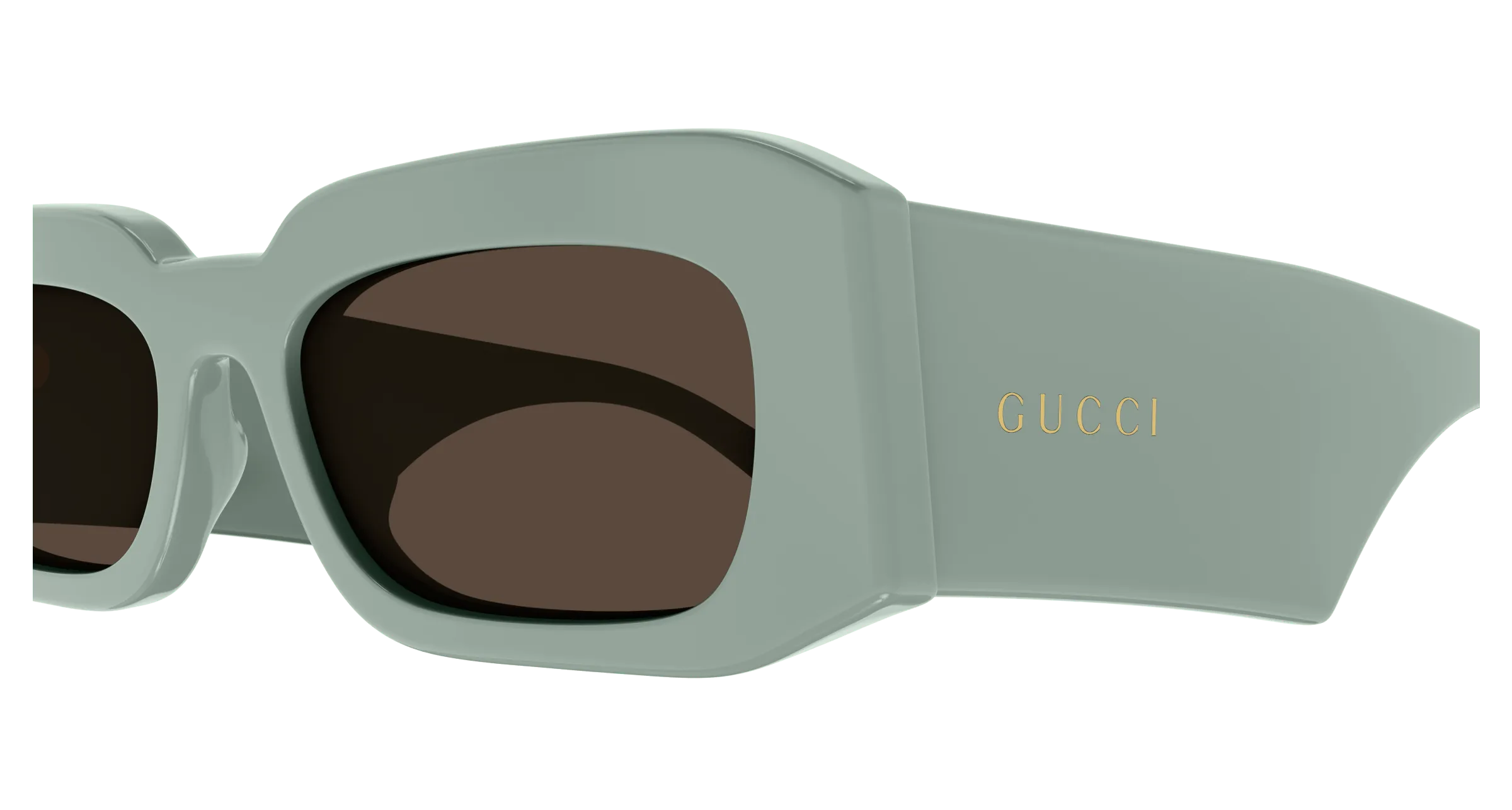 Gucci GG1426S 004 Occhiali da sole Acetato Verde Marrone Squadrata Normale - immagine 4