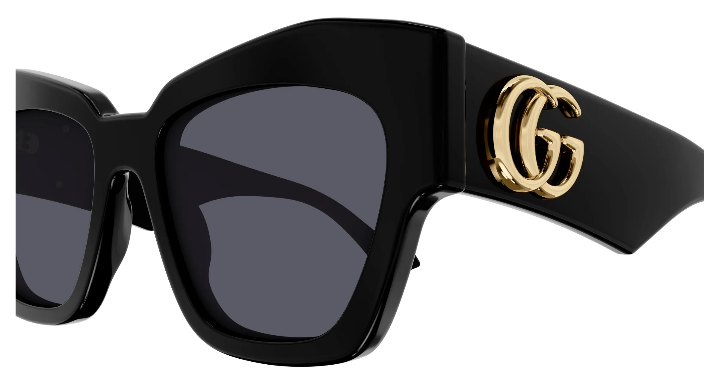 Gucci GG1422S 001 Occhiali da sole Acetato Nero Grigio Squadrata Normale - immagine 3