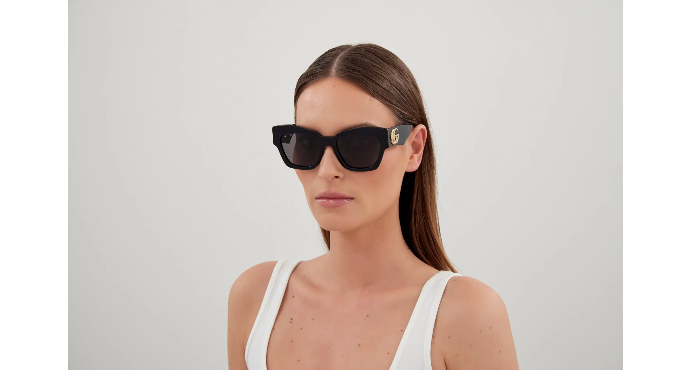 Gucci GG1422S 001 Occhiali da sole Acetato Nero Grigio Squadrata Normale - immagine 4