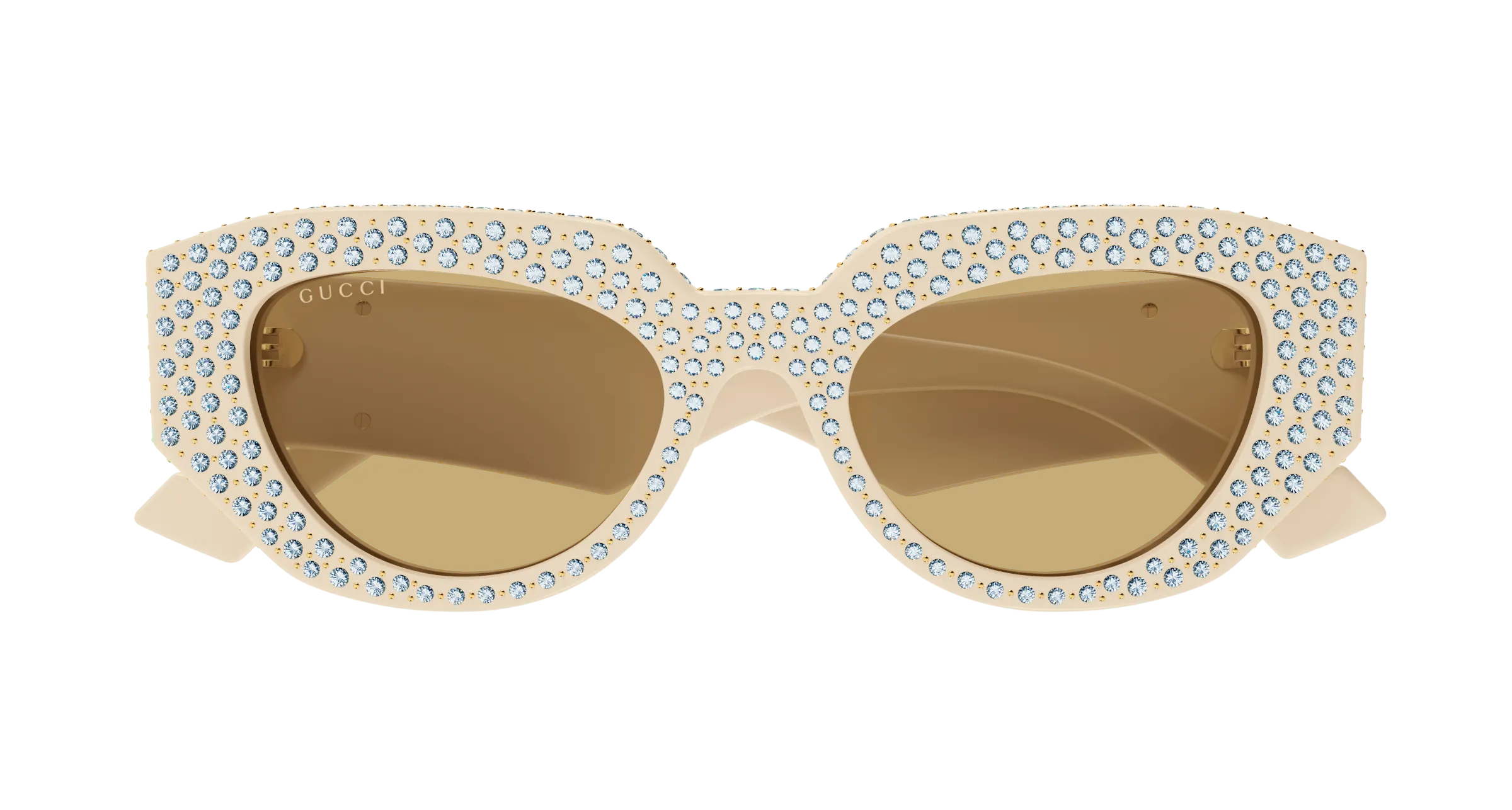 Gucci Donna GG1421S 005 Occhiali da sole Acetato Avorio Marrone Geometrica - immagine 2
