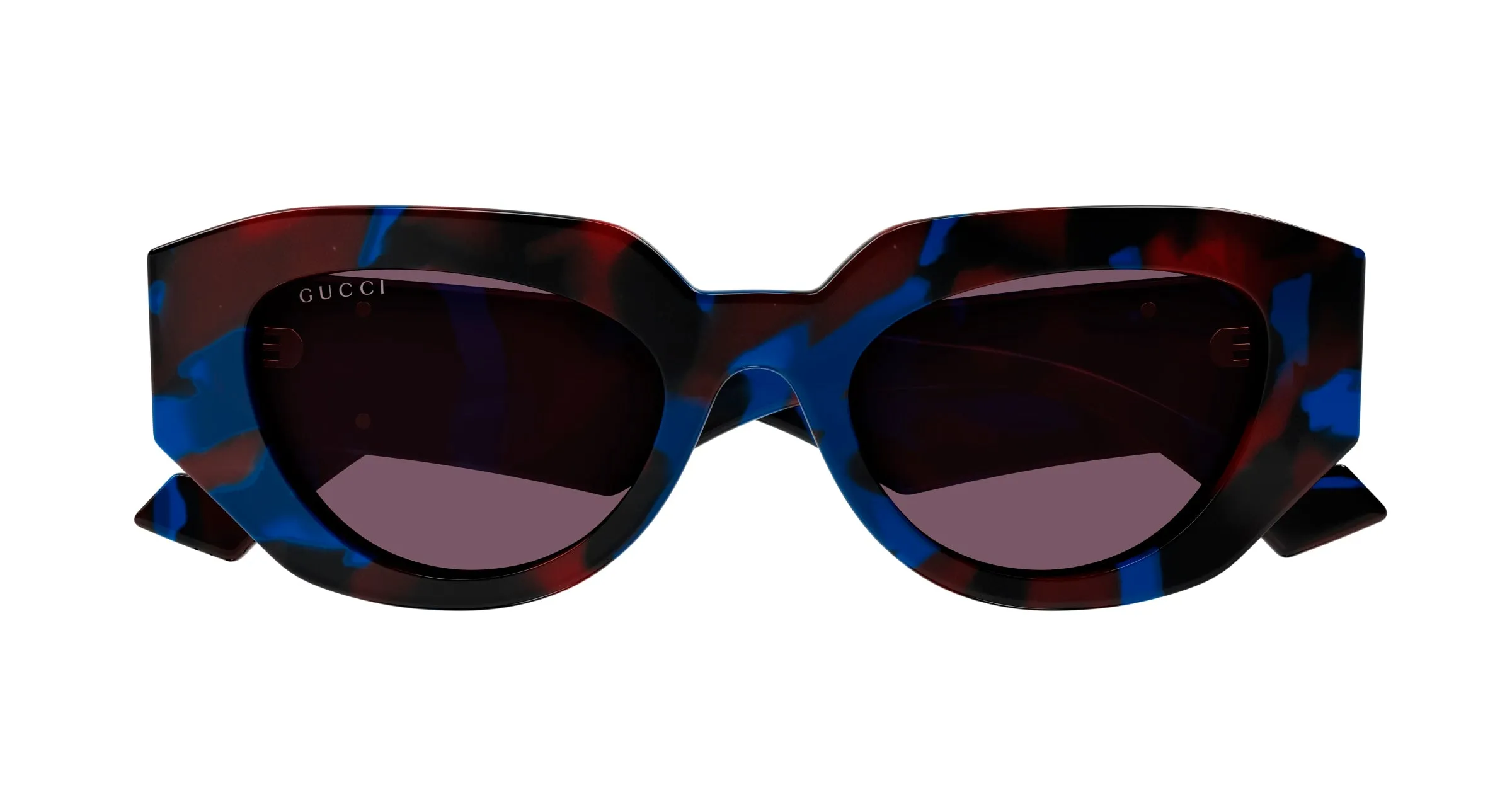 Gucci GG1421S 003 Occhiali da sole Acetato Havana Viola Geometrica - immagine 3