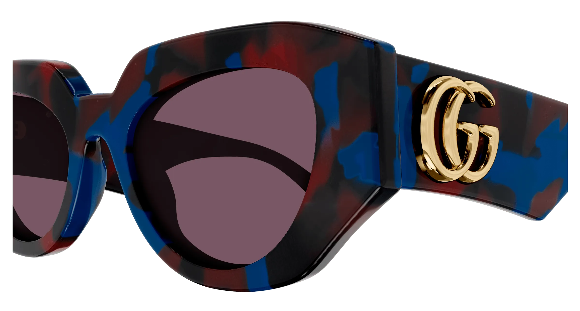 Gucci GG1421S 003 Occhiali da sole Acetato Havana Viola Geometrica - immagine 4