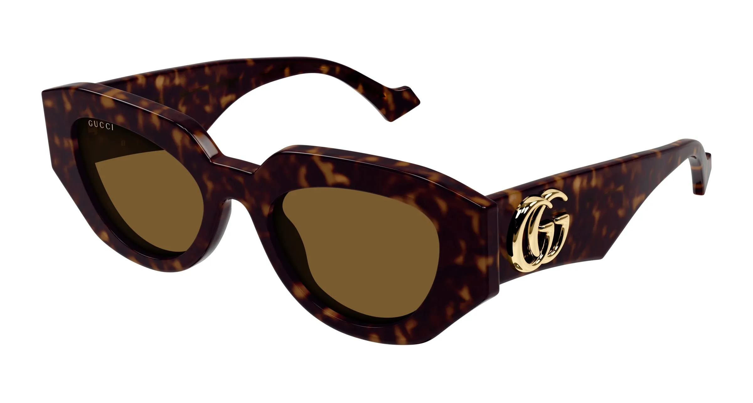 Gucci GG1421S 002 Occhiali da sole Acetato Havana Marrone Geometrica - immagine 1