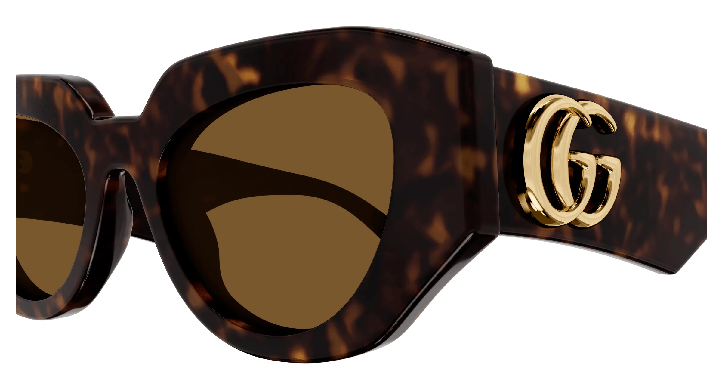 Gucci GG1421S 002 Occhiali da sole Acetato Havana Marrone Geometrica - immagine 4