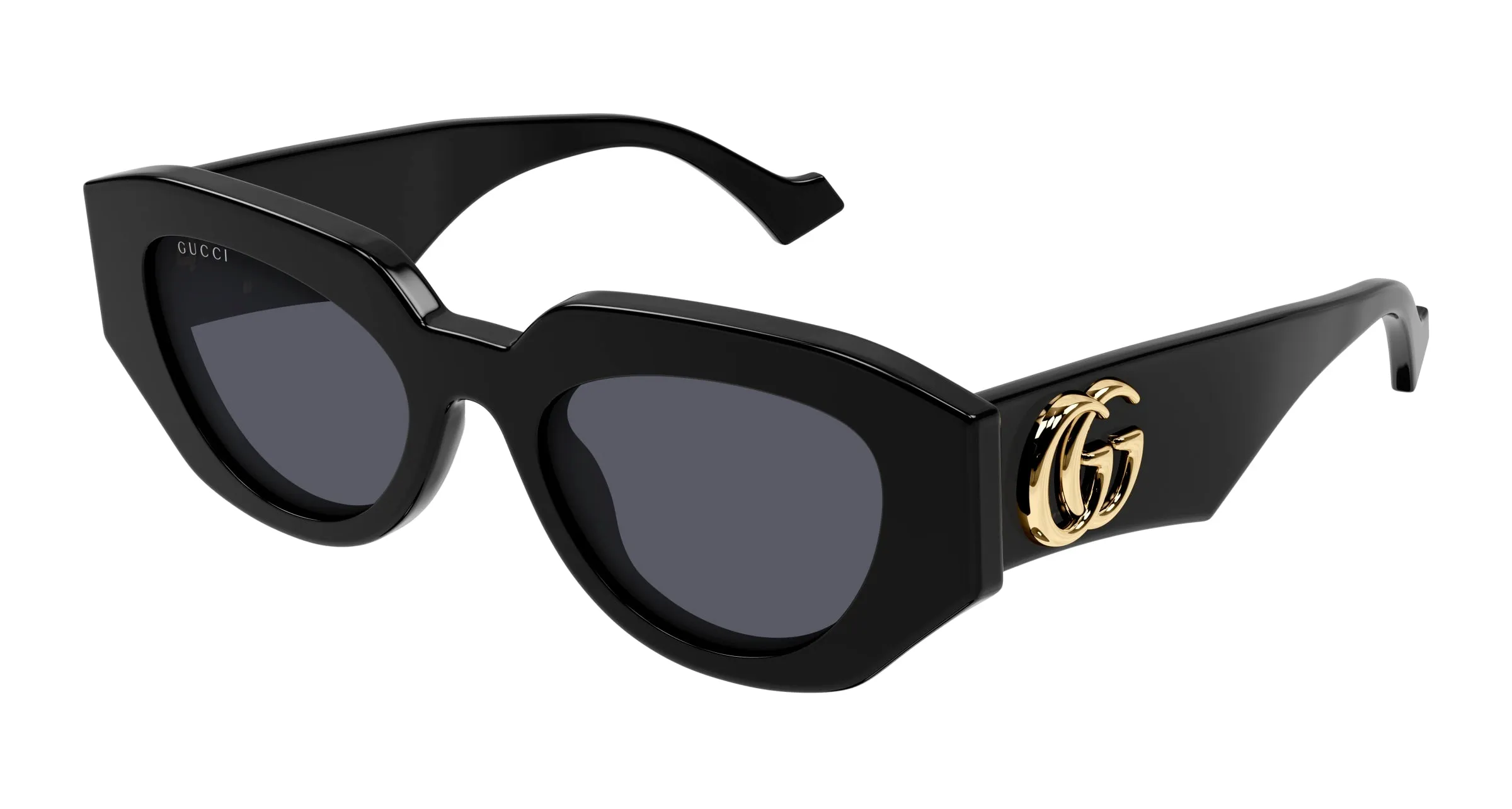 Gucci GG1421S 001 Occhiali da sole Acetato Nero Grigio Geometrica - immagine 1