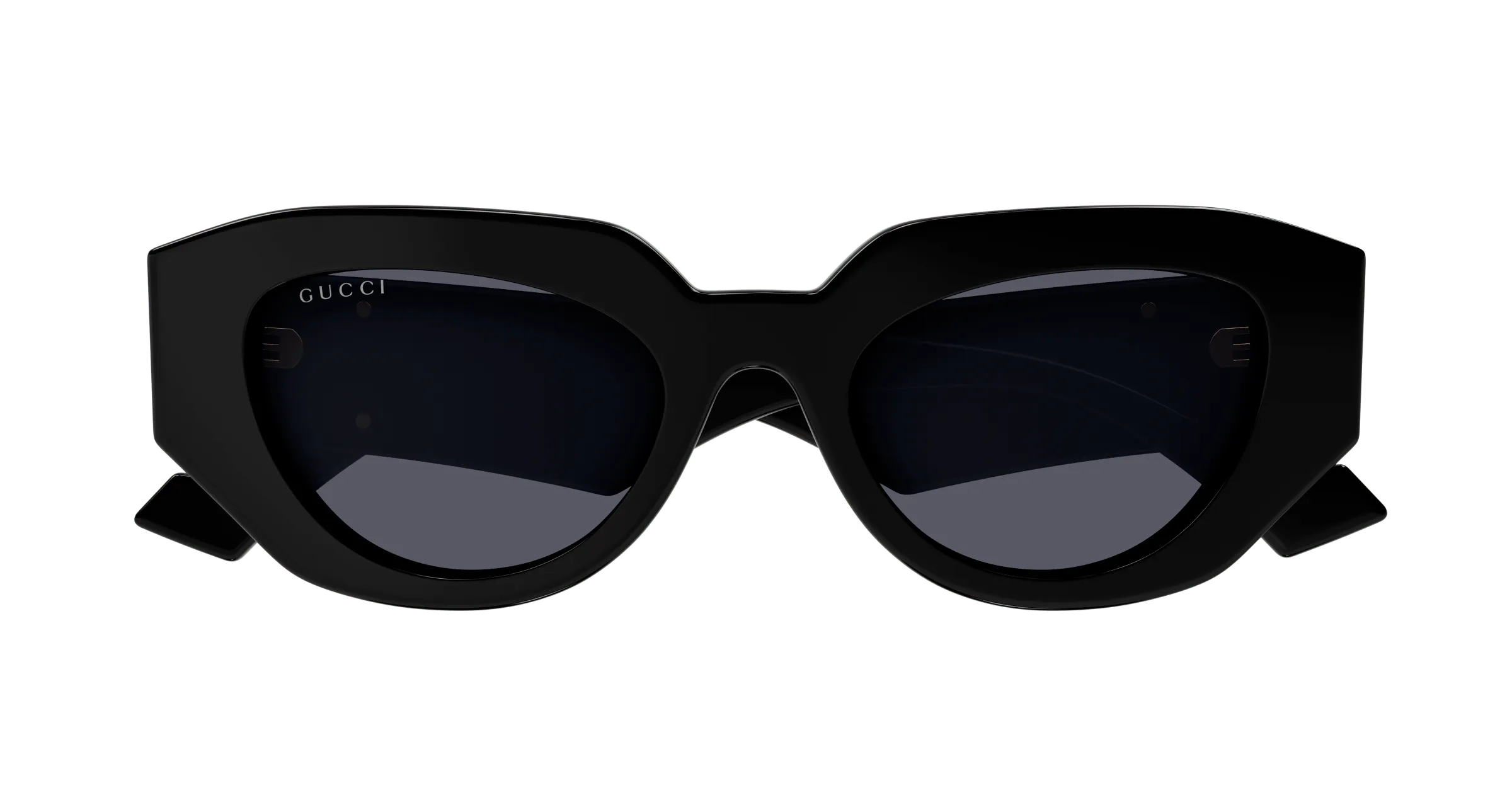 Gucci GG1421S 001 Occhiali da sole Acetato Nero Grigio Geometrica - immagine 2