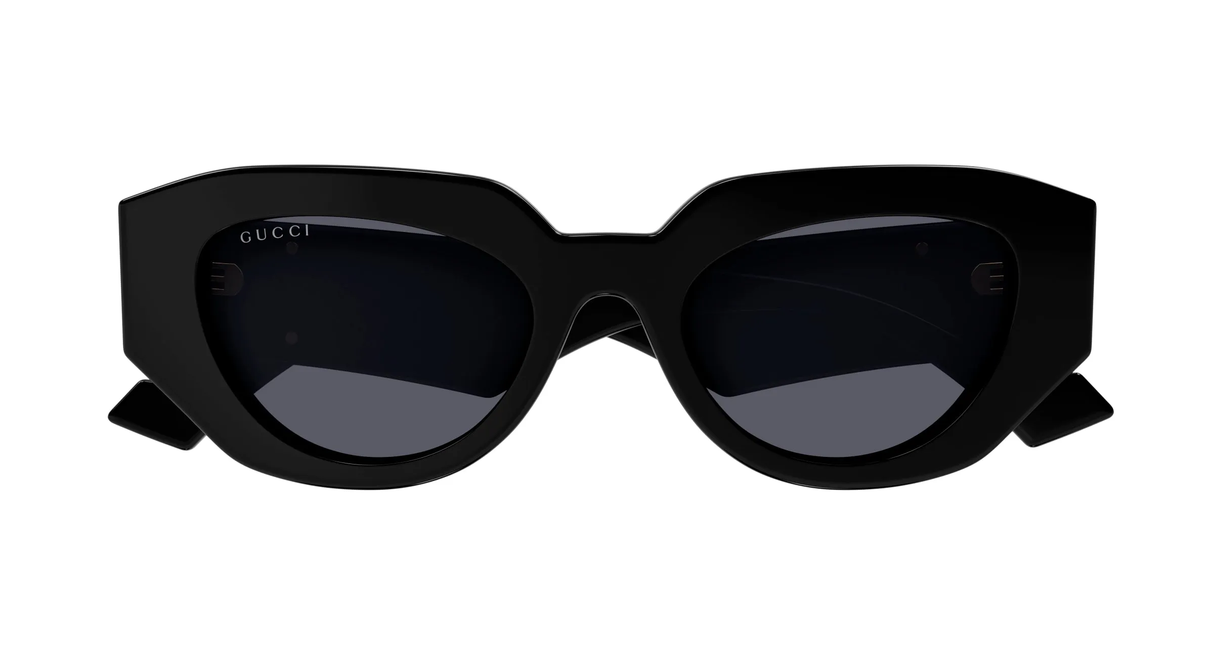 Gucci GG1421S 001 Occhiali da sole Acetato Nero Grigio Geometrica - immagine 3