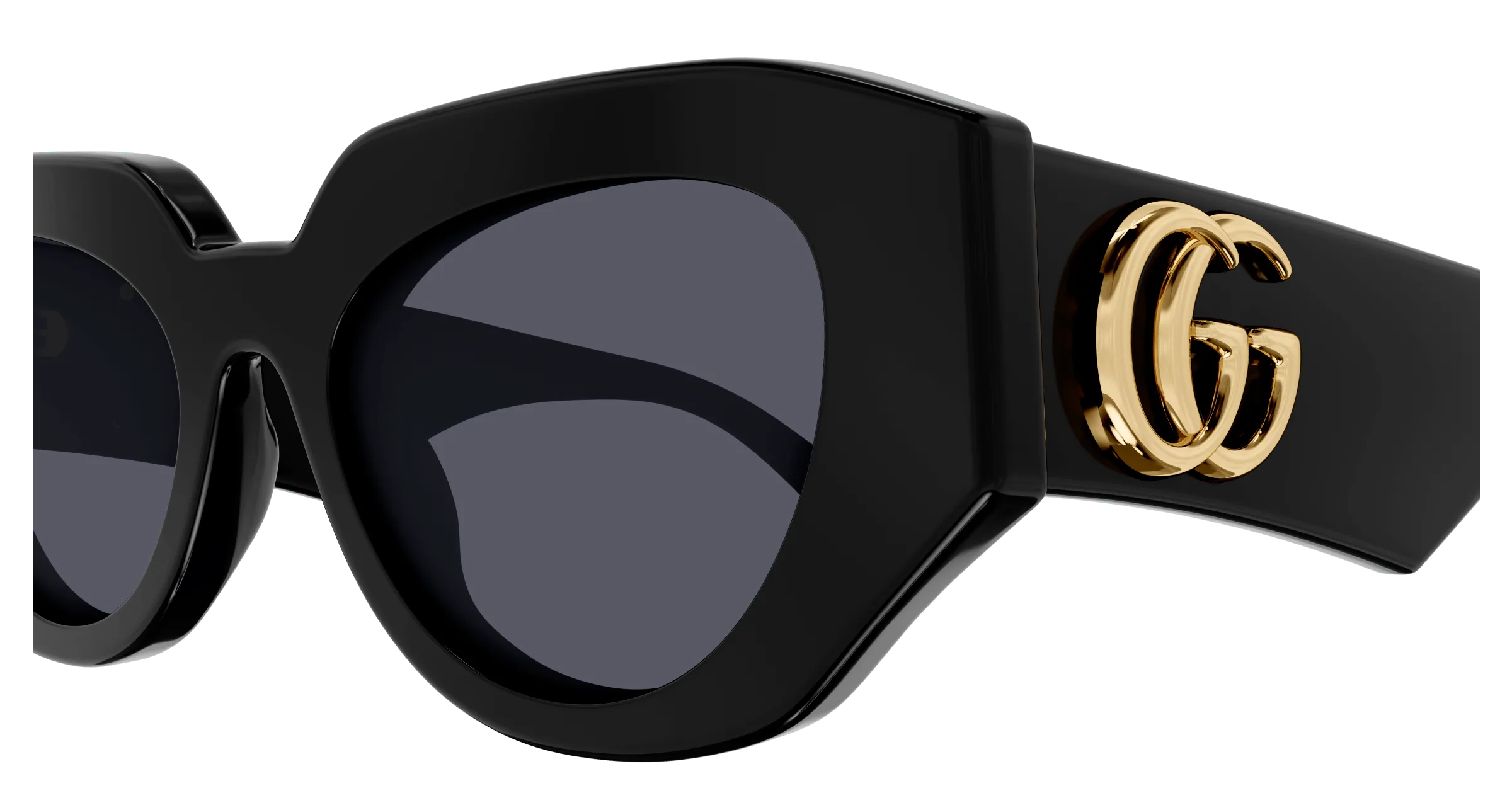 Gucci GG1421S 001 Occhiali da sole Acetato Nero Grigio Geometrica - immagine 4
