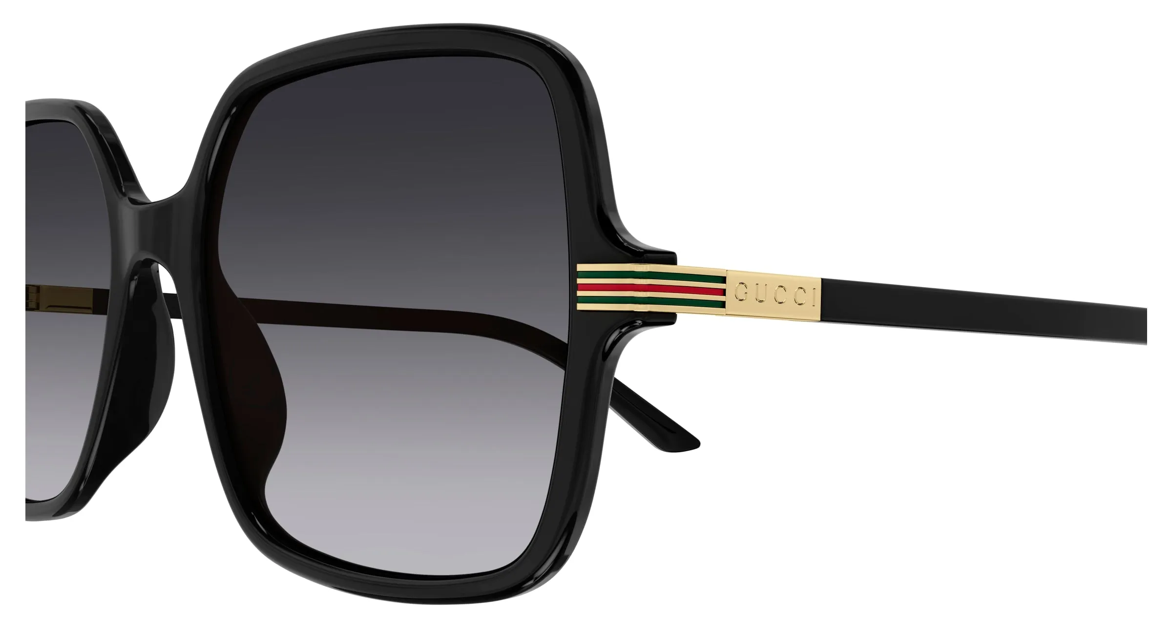Gucci GG1449S 001 Occhiali da sole Acetato Nero Grigio Squadrata Normale Sfumato - immagine 3