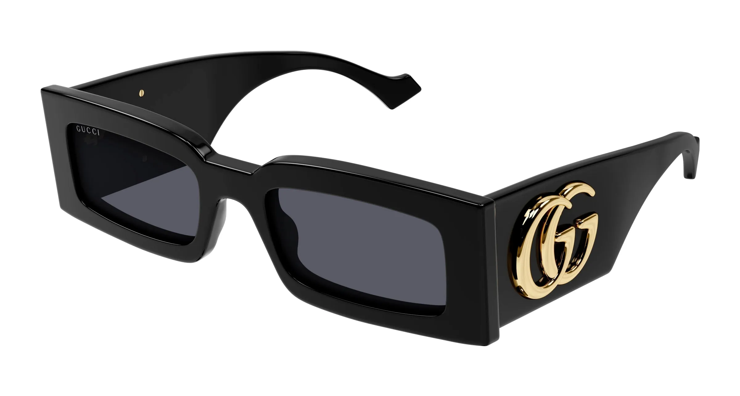 Gucci GG1425S 001 Occhiali da sole Acetato Nero Grigio Squadrata Normale - immagine 1