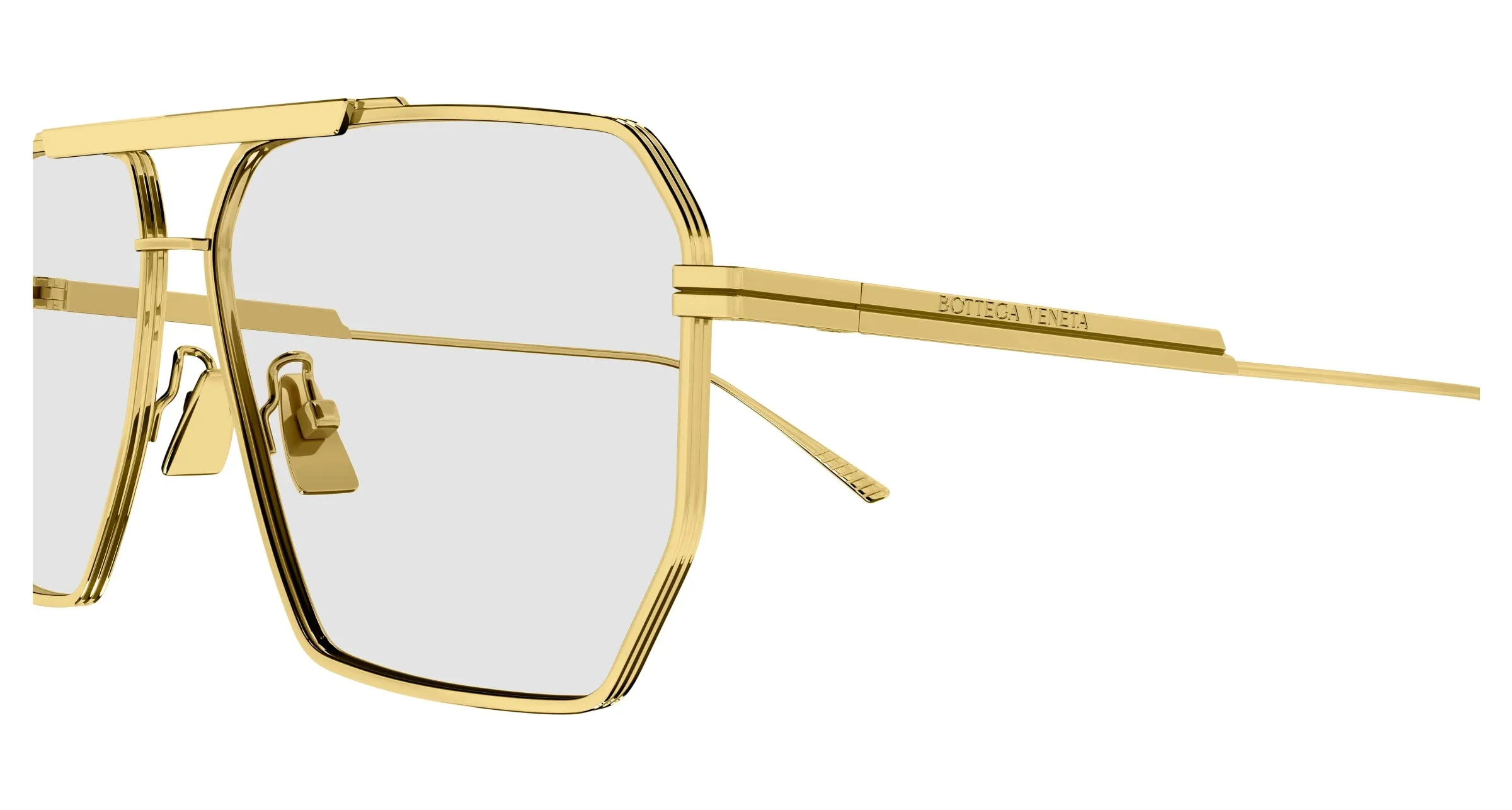 Bottega Veneta BV1012S 009 Occhiali da sole Metallo Oro Trasparente Geometrica - immagine 3