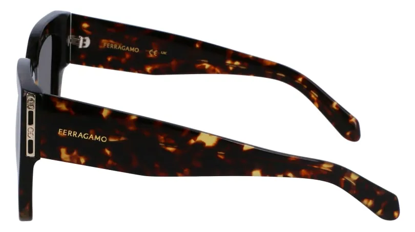 Ferragamo SF1104S 242 Occhiali da sole Acetato Marrone Marrone Squadrata Normale Sfumato - immagine 4