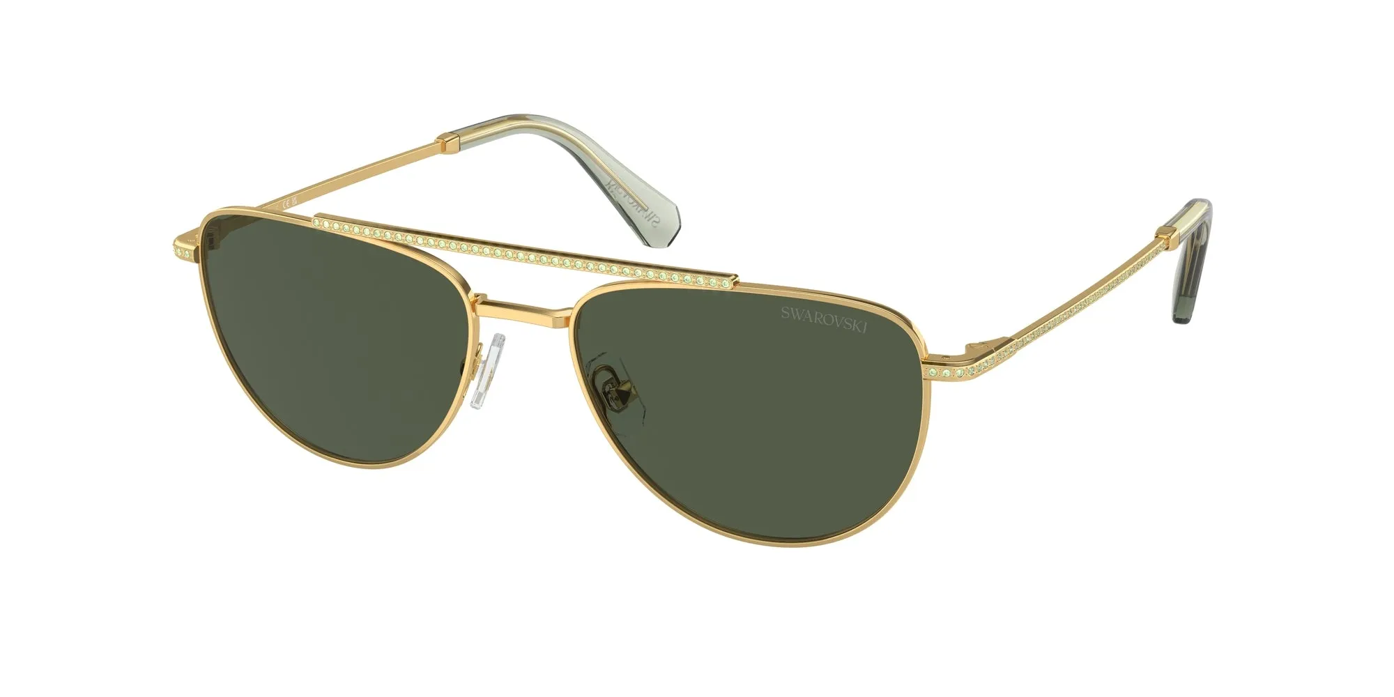 Swarovski SK7007 401782 Occhiali da sole Metallo Oro Verde Geometrica Normale - immagine 1