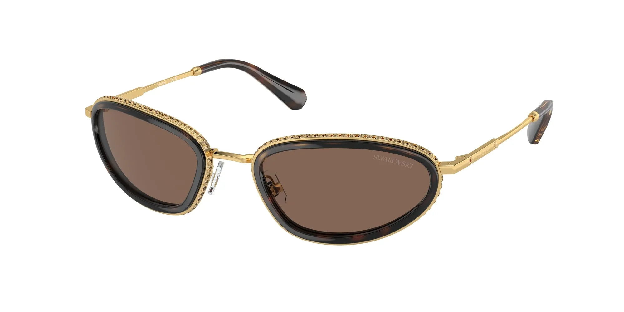 Swarovski SK7004 400473 Occhiali da sole Metallo Nero Marrone Geometrica Normale - immagine 1