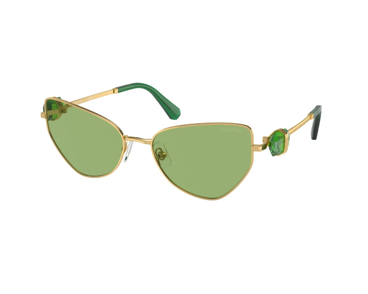 Swarovski SK7003 4004/2 Occhiali da sole Metallo Oro Verde Geometrica Normale - immagine 1