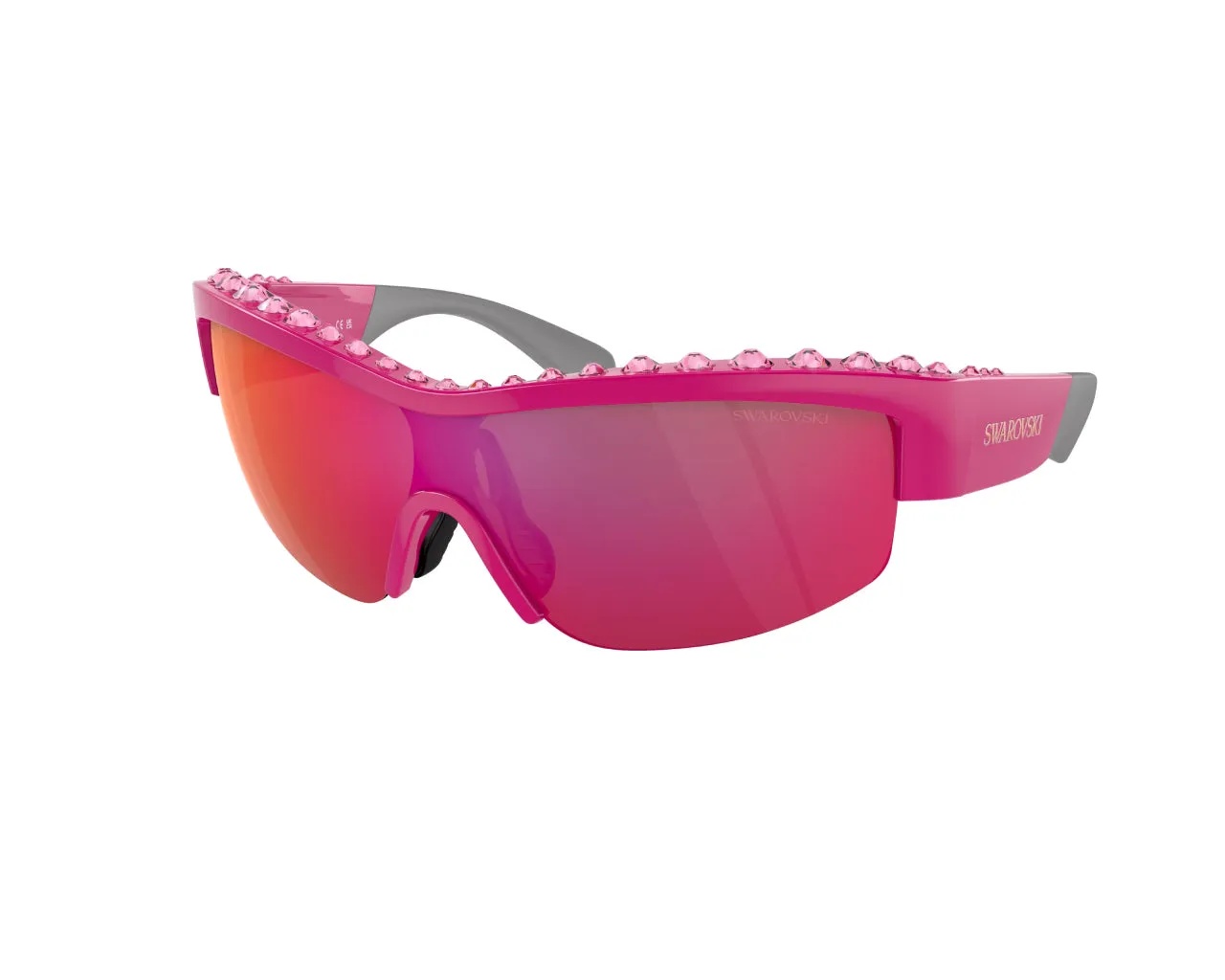 Swarovski SK6014 10376Q Occhiali da sole Iniettato Rosa Marrone Geometrica Specchiate Specchiato - immagine 1