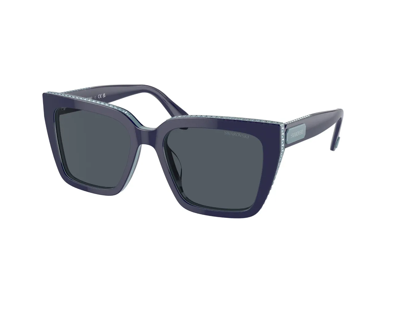 Swarovski SK6013 101887 Occhiali da sole Acetato Blu Grigio Pillow Normale - immagine 1