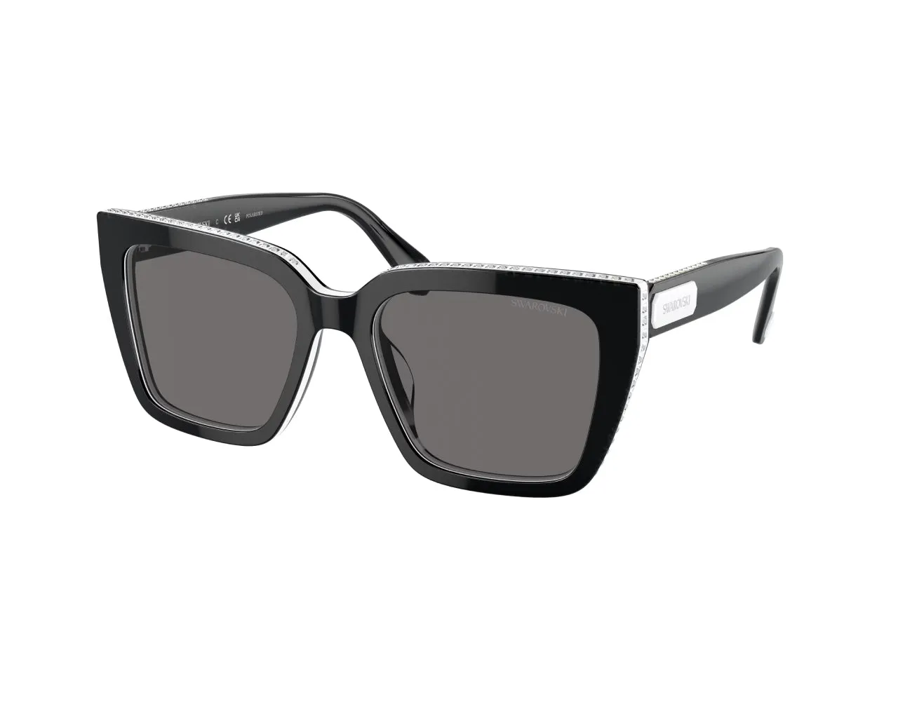 Swarovski SK6013 101581 Occhiali da sole Acetato Nero Grigio Pillow Polarizzata - immagine 1
