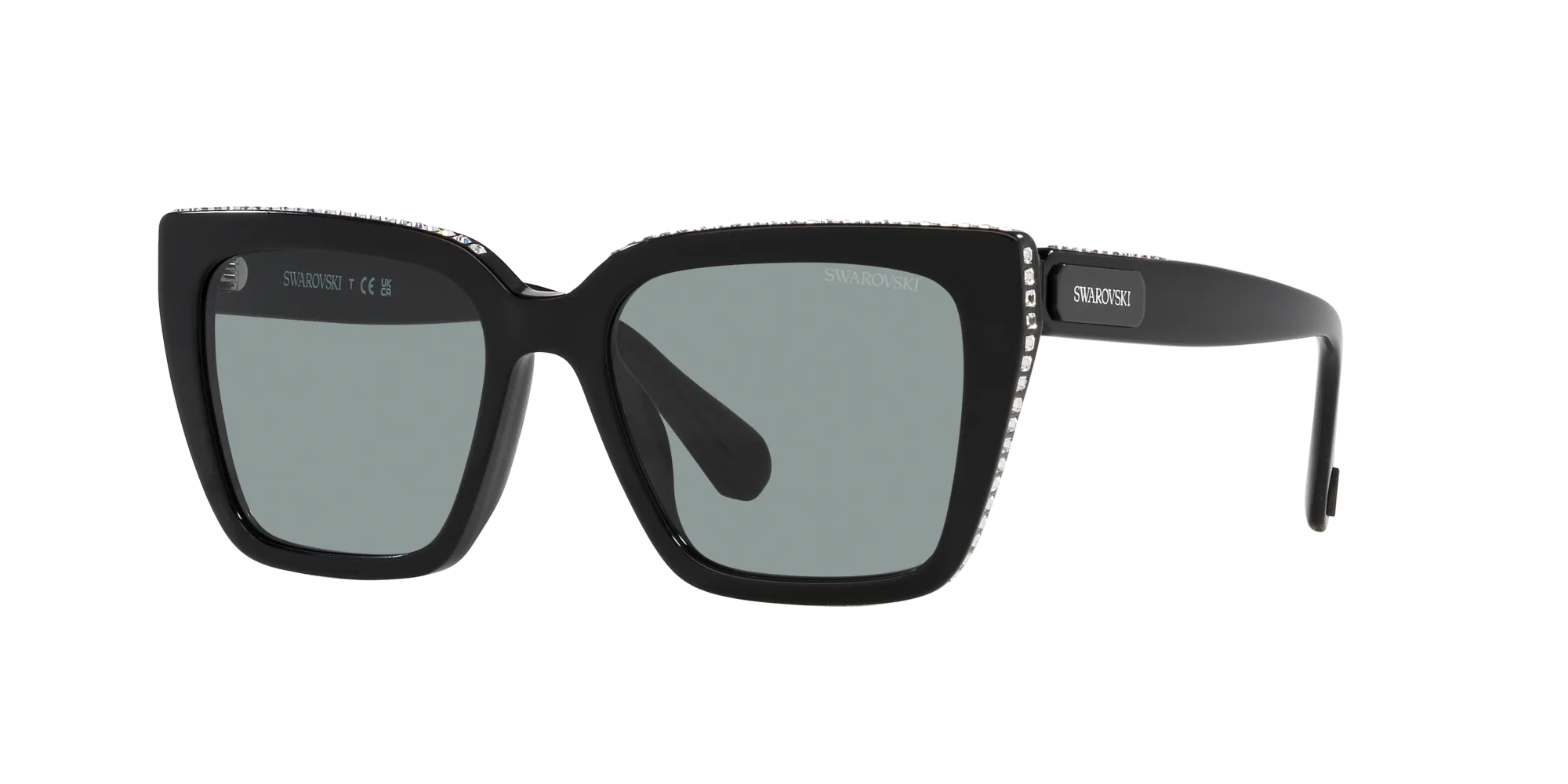 Swarovski SK6013 1010/1 Occhiali da sole Acetato Nero Grigio Pillow Normale - immagine 3