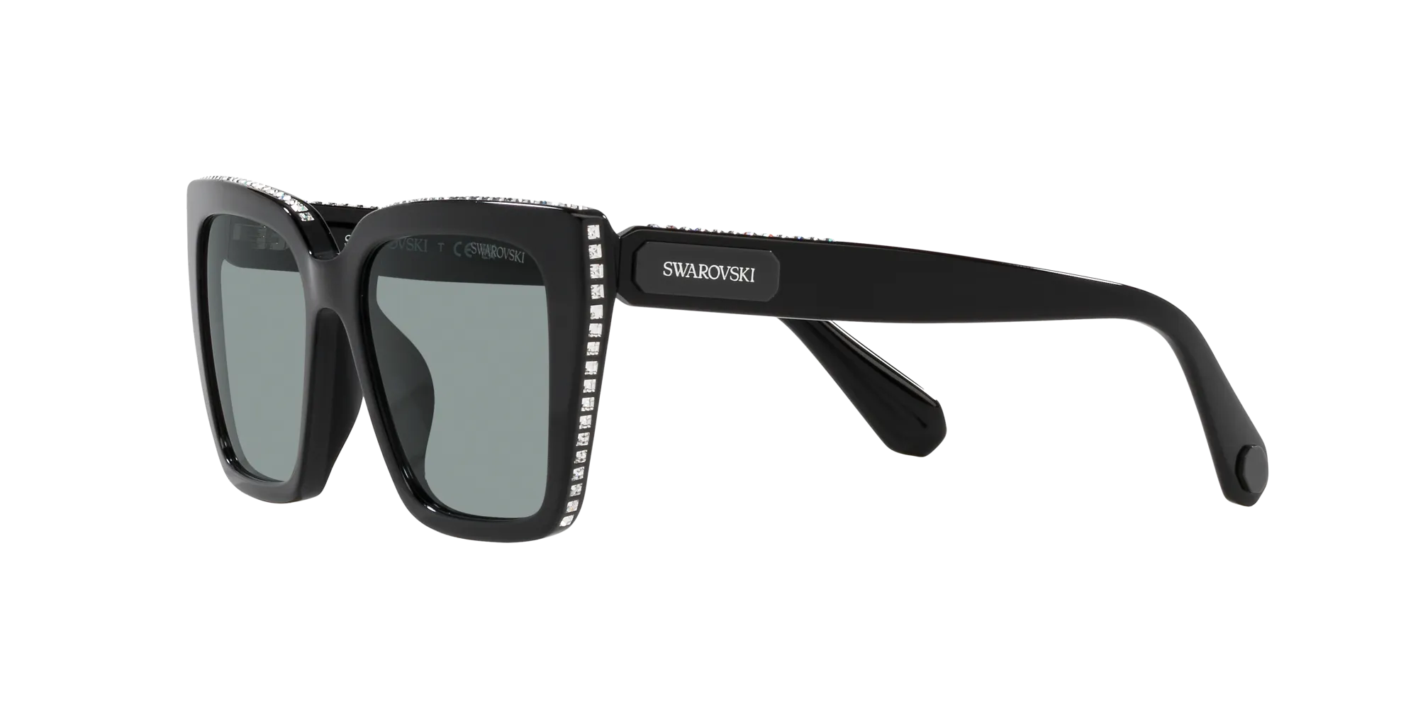 Swarovski SK6013 1010/1 Occhiali da sole Acetato Nero Grigio Pillow Normale - immagine 4