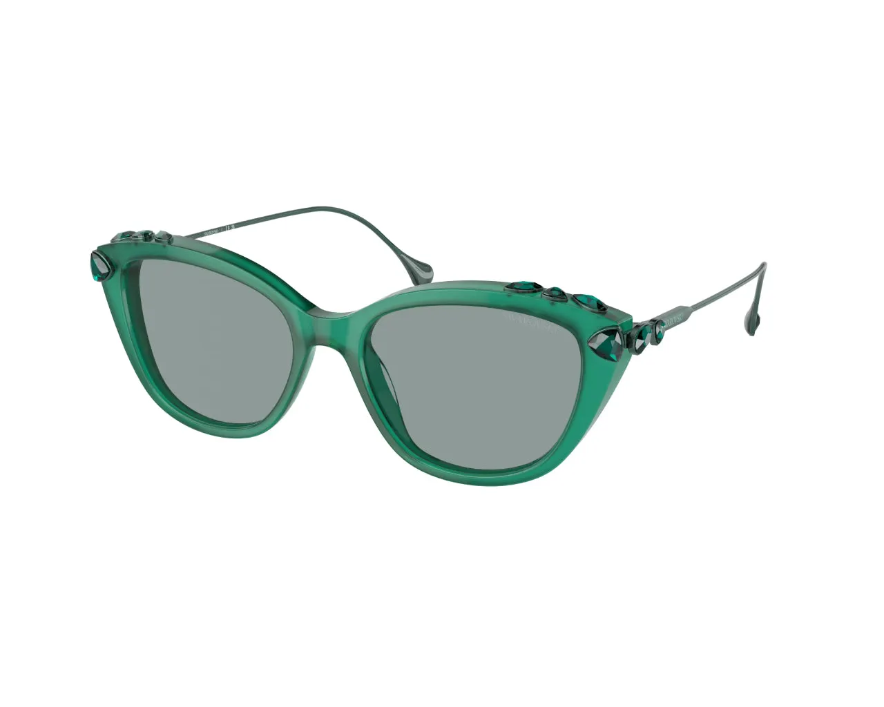 Swarovski SK6010 2003/1 Occhiali da sole Acetato Verde Grigio Cat Eye Normale - immagine 1