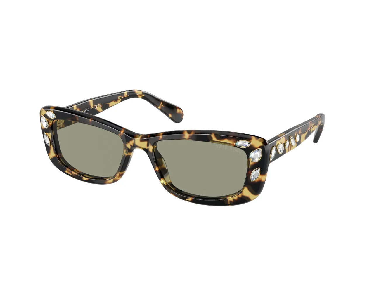 Swarovski SK6008 1009/2 Occhiali da sole Acetato Tartaruga Verde Pillow Normale - immagine 1