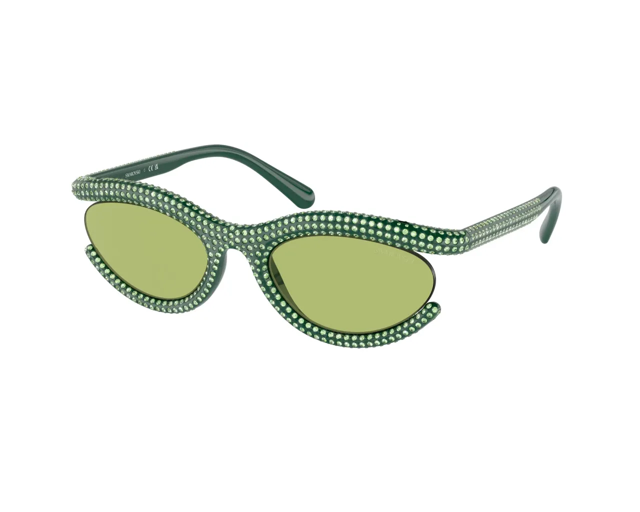 Swarovski SK6006 103430 Occhiali da sole Iniettato Verde Verde Rotonda Normale Flash - immagine 1