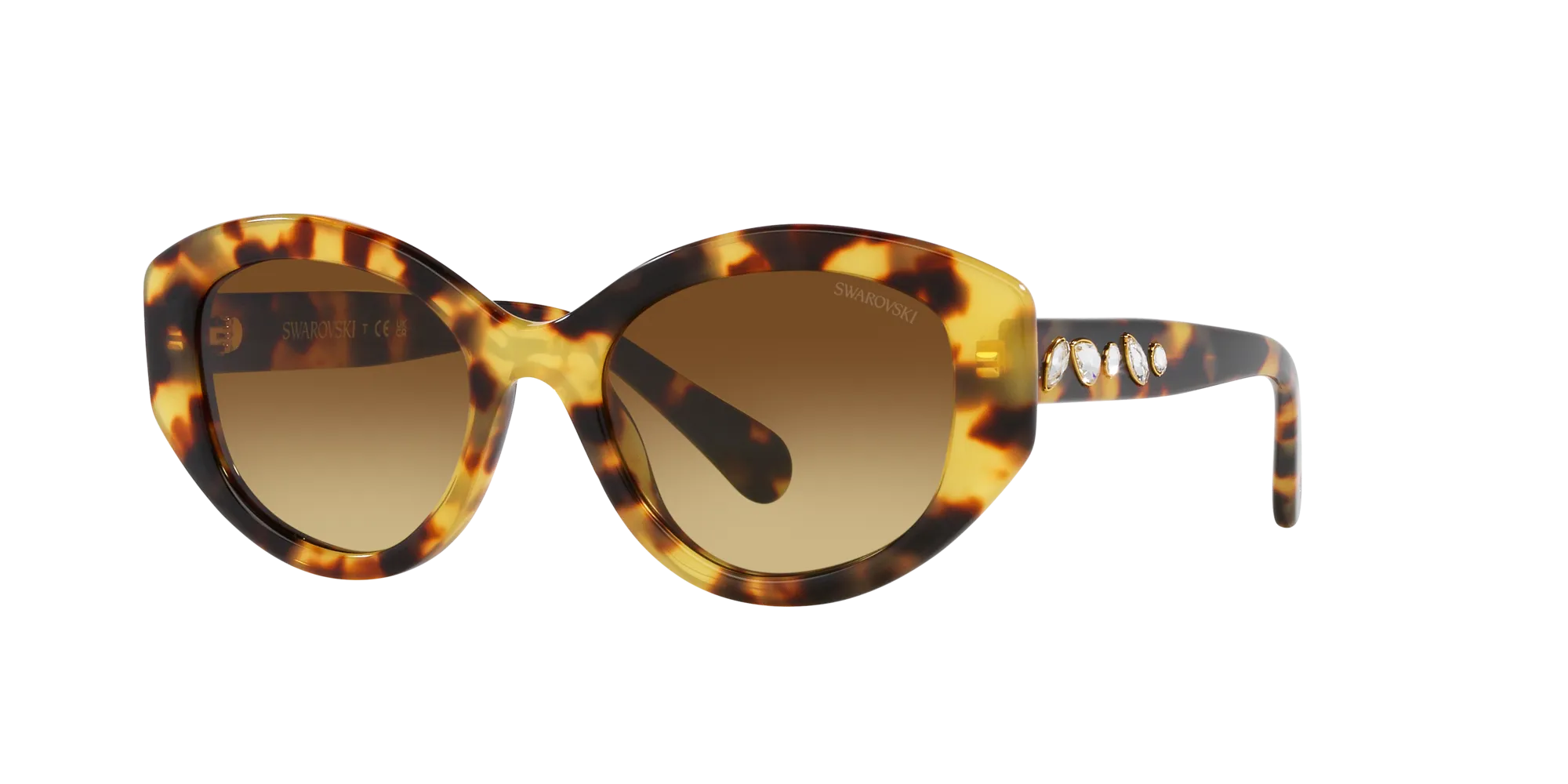 Swarovski SK6005 100913 Occhiali da sole Acetato Tartaruga Marrone Geometrica Normale Sfumato - immagine 3