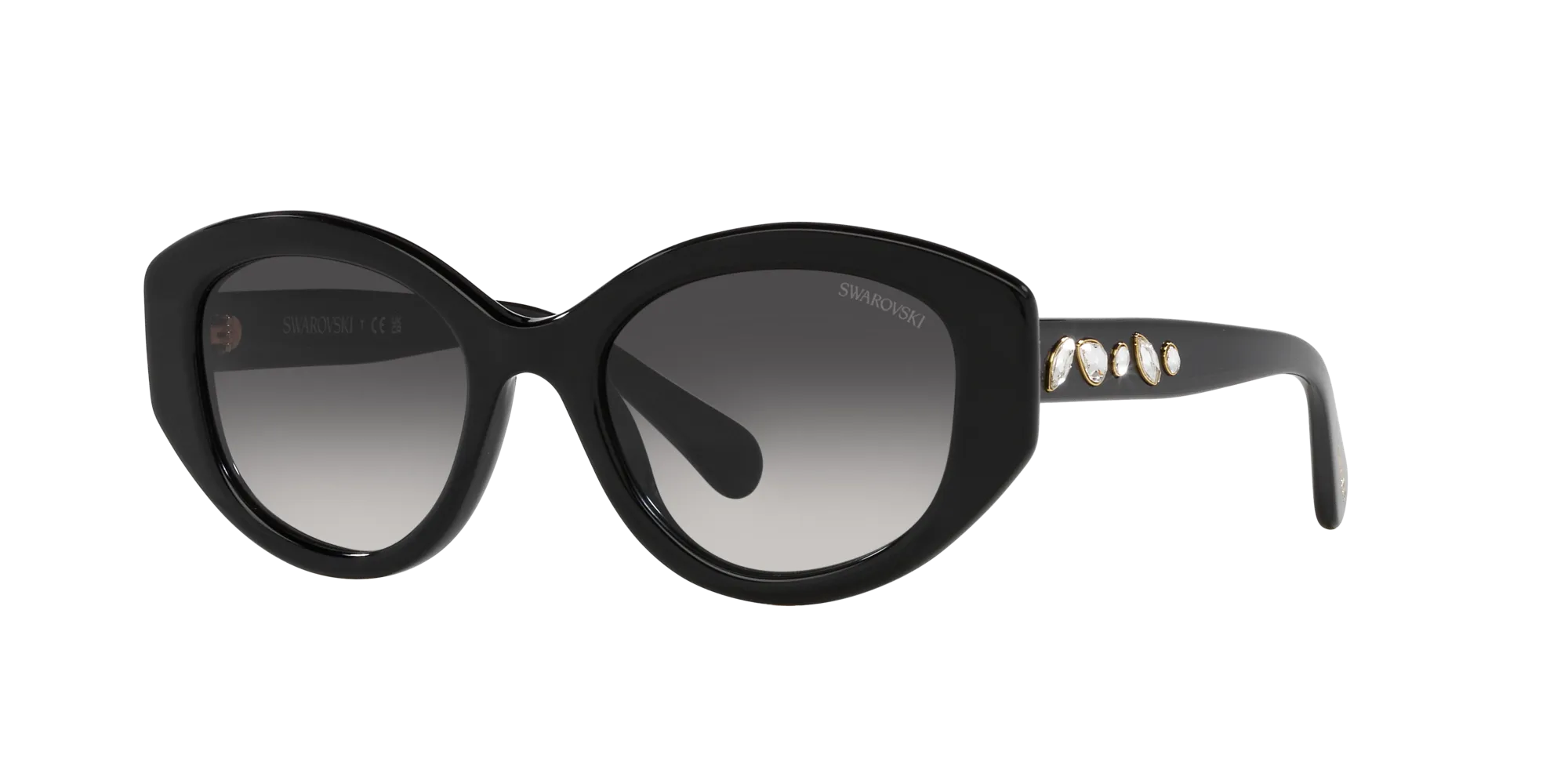 Swarovski SK6005 10018G Occhiali da sole Acetato Nero Grigio Geometrica Normale Sfumato - immagine 3