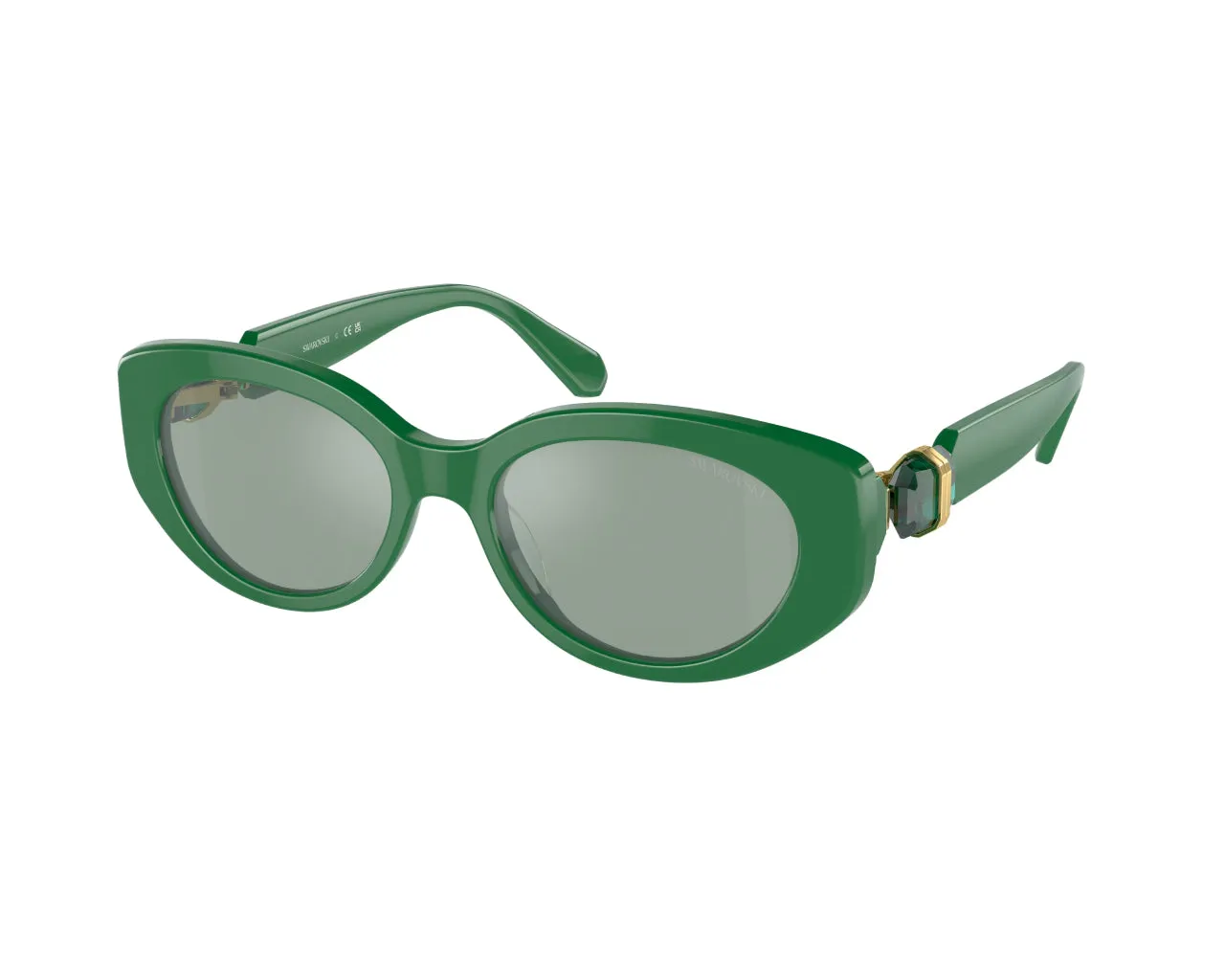 Swarovski SK6002 10079C Occhiali da sole Acetato Verde Azzurro Rotonda Normale Specchiato - immagine 1