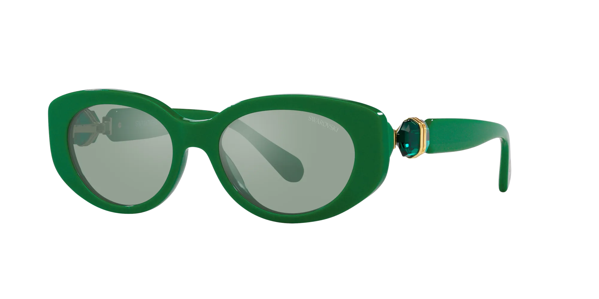 Swarovski SK6002 10079C Occhiali da sole Acetato Verde Azzurro Rotonda Normale Specchiato - immagine 3