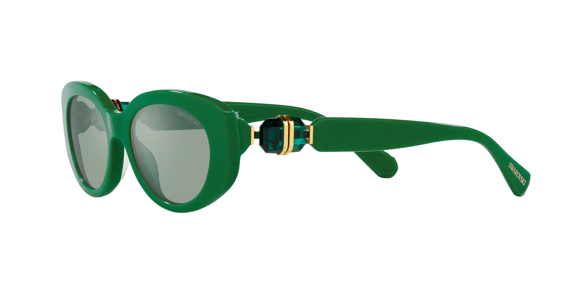 Swarovski SK6002 10079C Occhiali da sole Acetato Verde Azzurro Rotonda Normale Specchiato - immagine 4