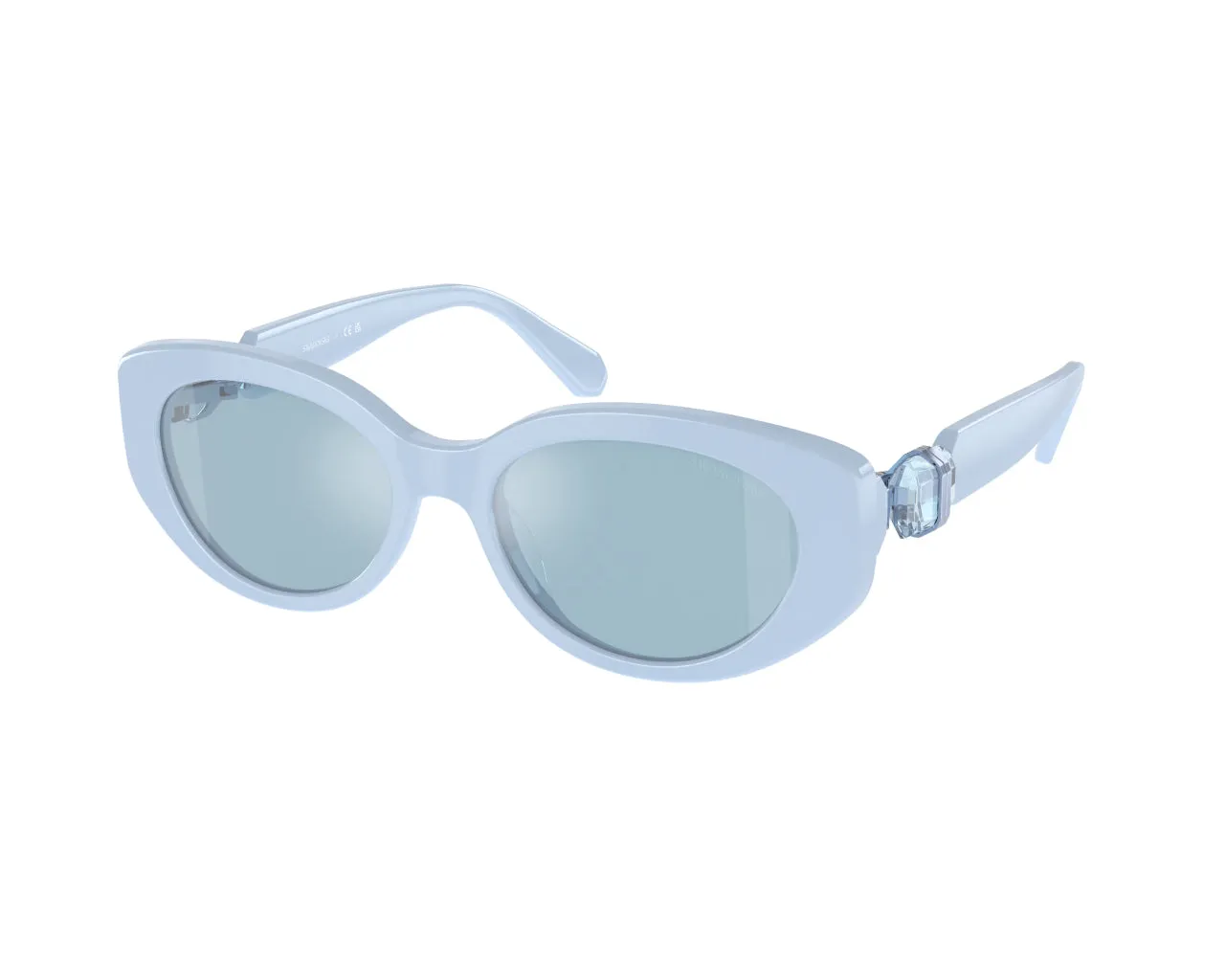 Swarovski SK6002 1006N1 Occhiali da sole Acetato Blu Azzurro Rotonda Specchiate Specchiato - immagine 1