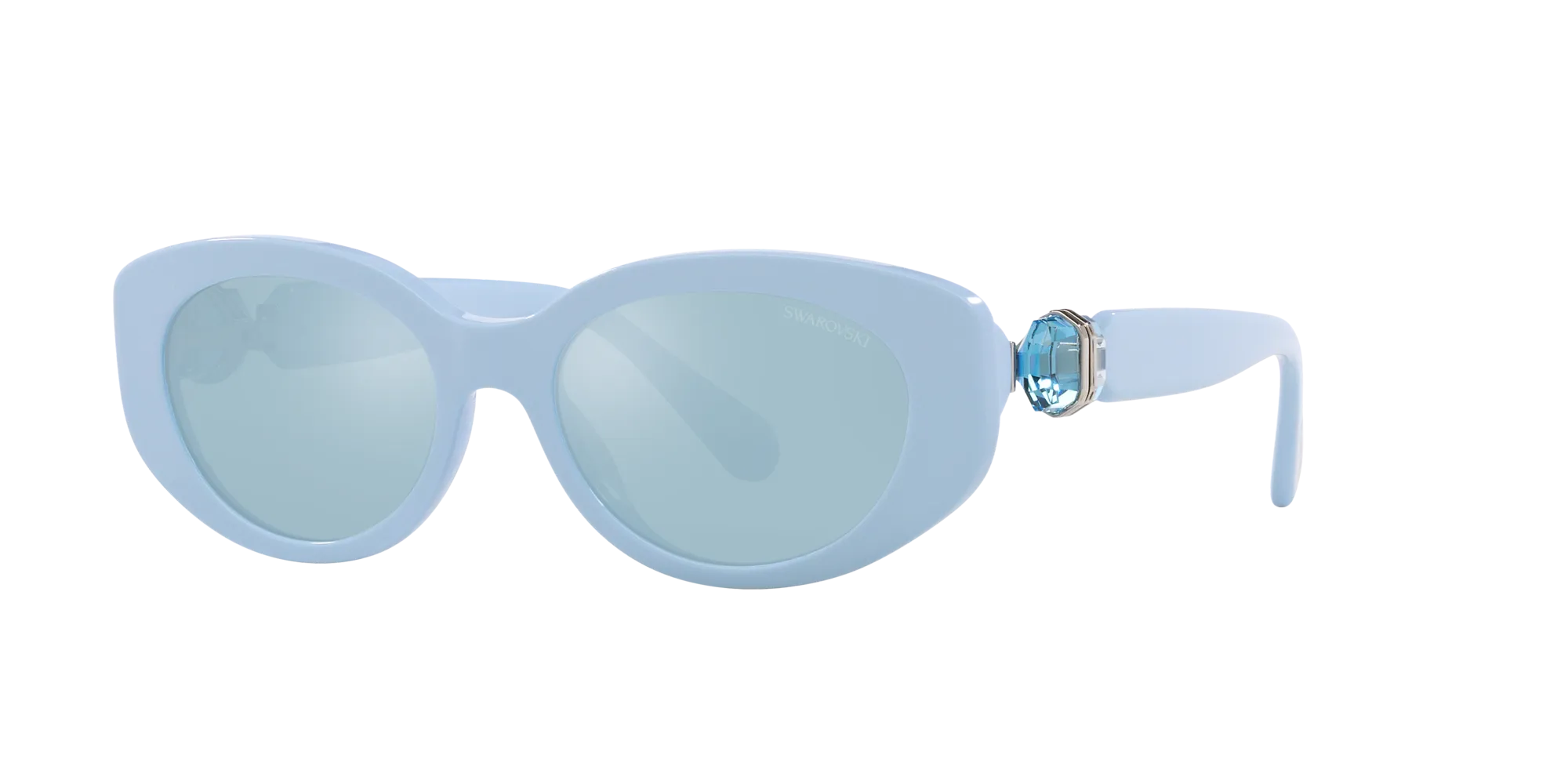 Swarovski SK6002 1006N1 Occhiali da sole Acetato Blu Azzurro Rotonda Specchiate Specchiato - immagine 3