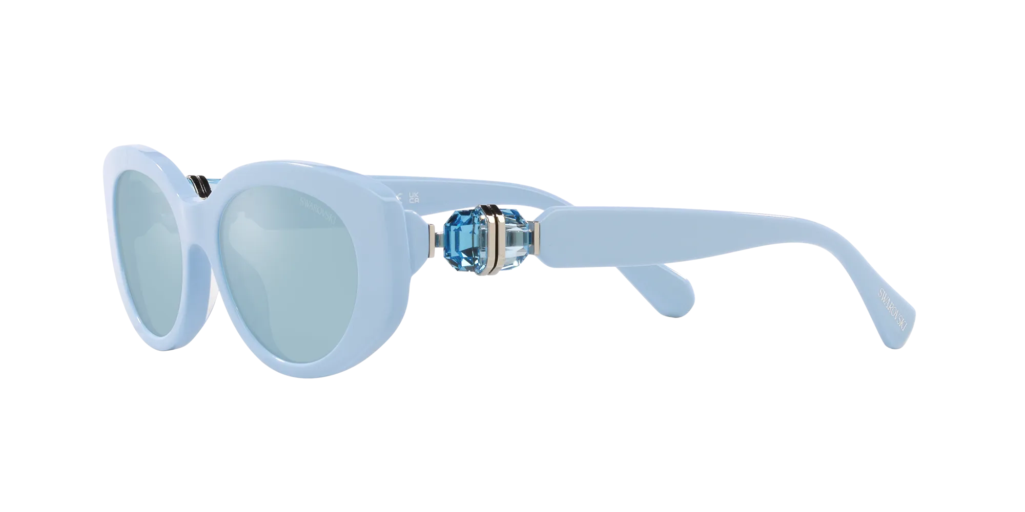 Swarovski SK6002 1006N1 Occhiali da sole Acetato Blu Azzurro Rotonda Specchiate Specchiato - immagine 4