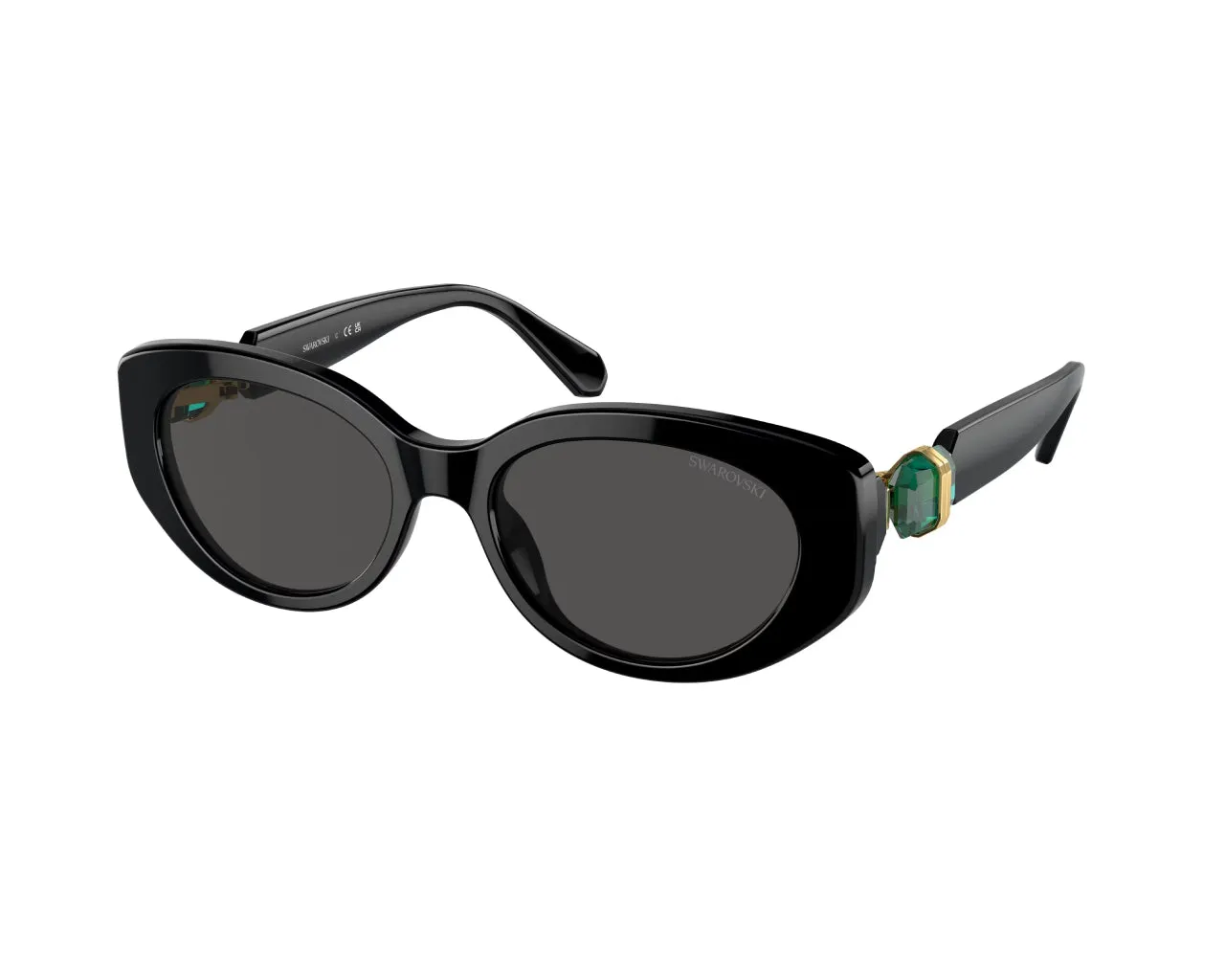 Swarovski SK6002 100187 Occhiali da sole Acetato Nero Grigio Rotonda Normale - immagine 1