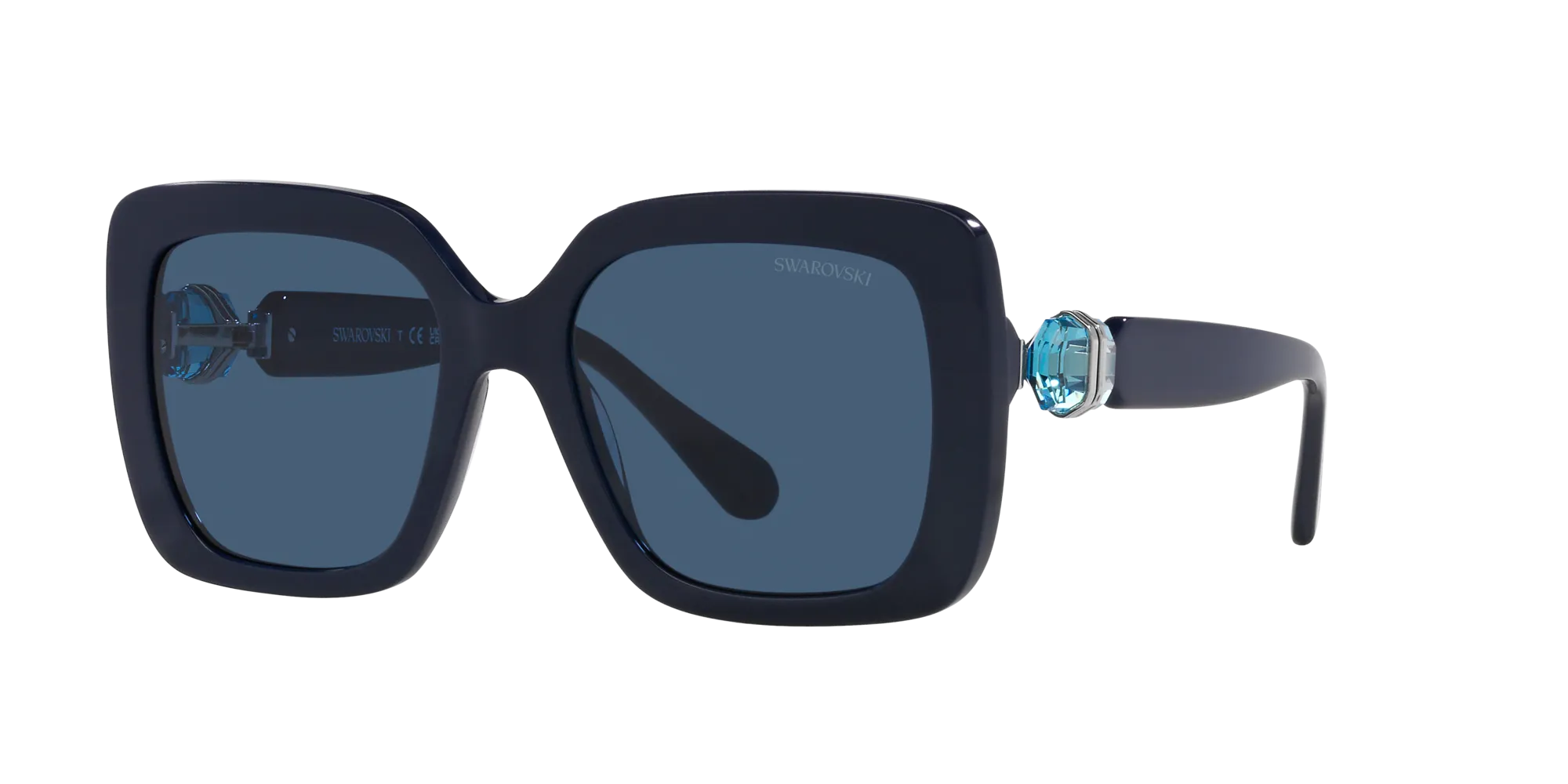 Swarovski SK6001 100455 Occhiali da sole Acetato Blu Blu Squadrata Normale - immagine 3