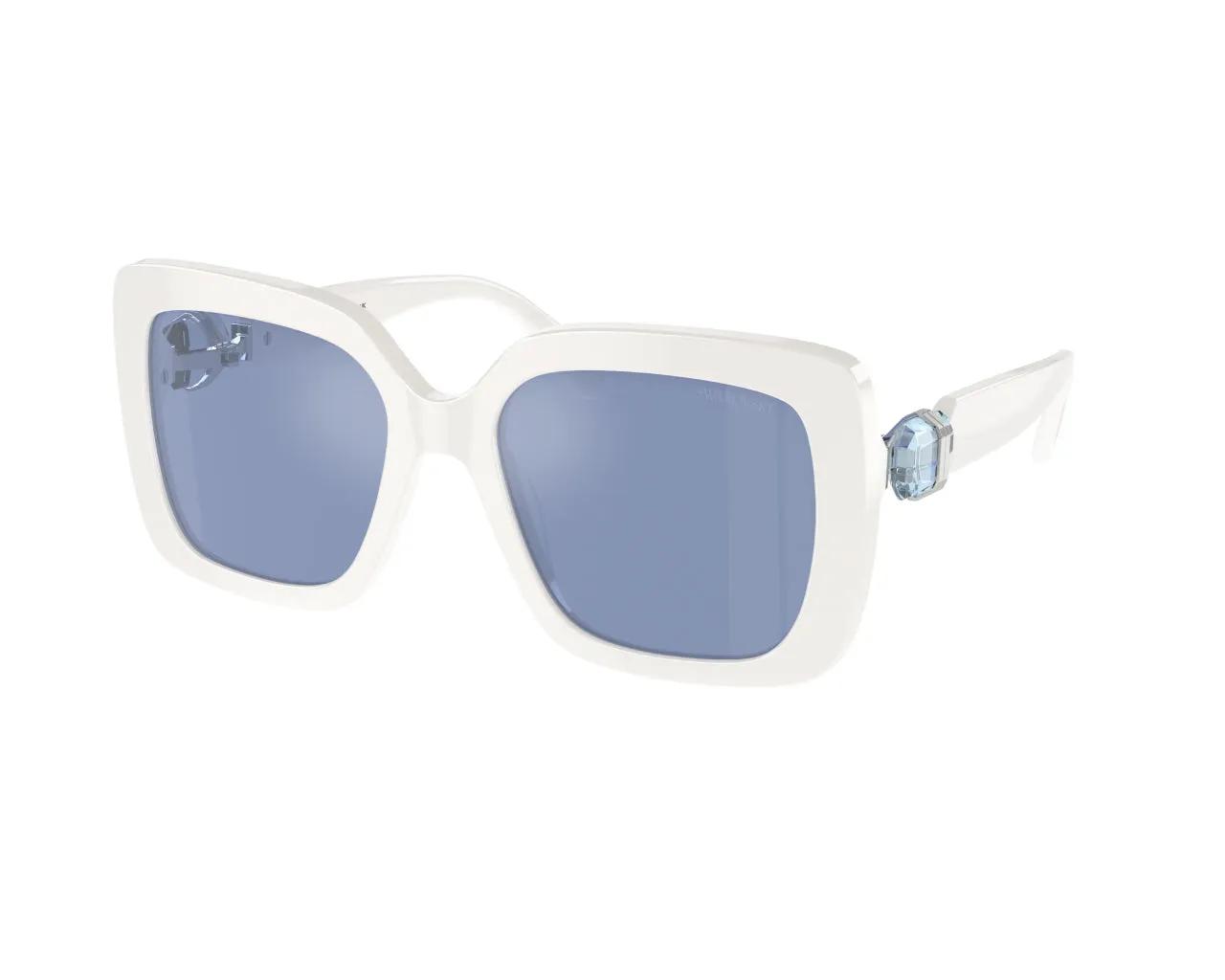 Swarovski SK6001 100355 Occhiali da sole Acetato Bianco Azzurro Squadrata Specchiate Specchiato - immagine 1