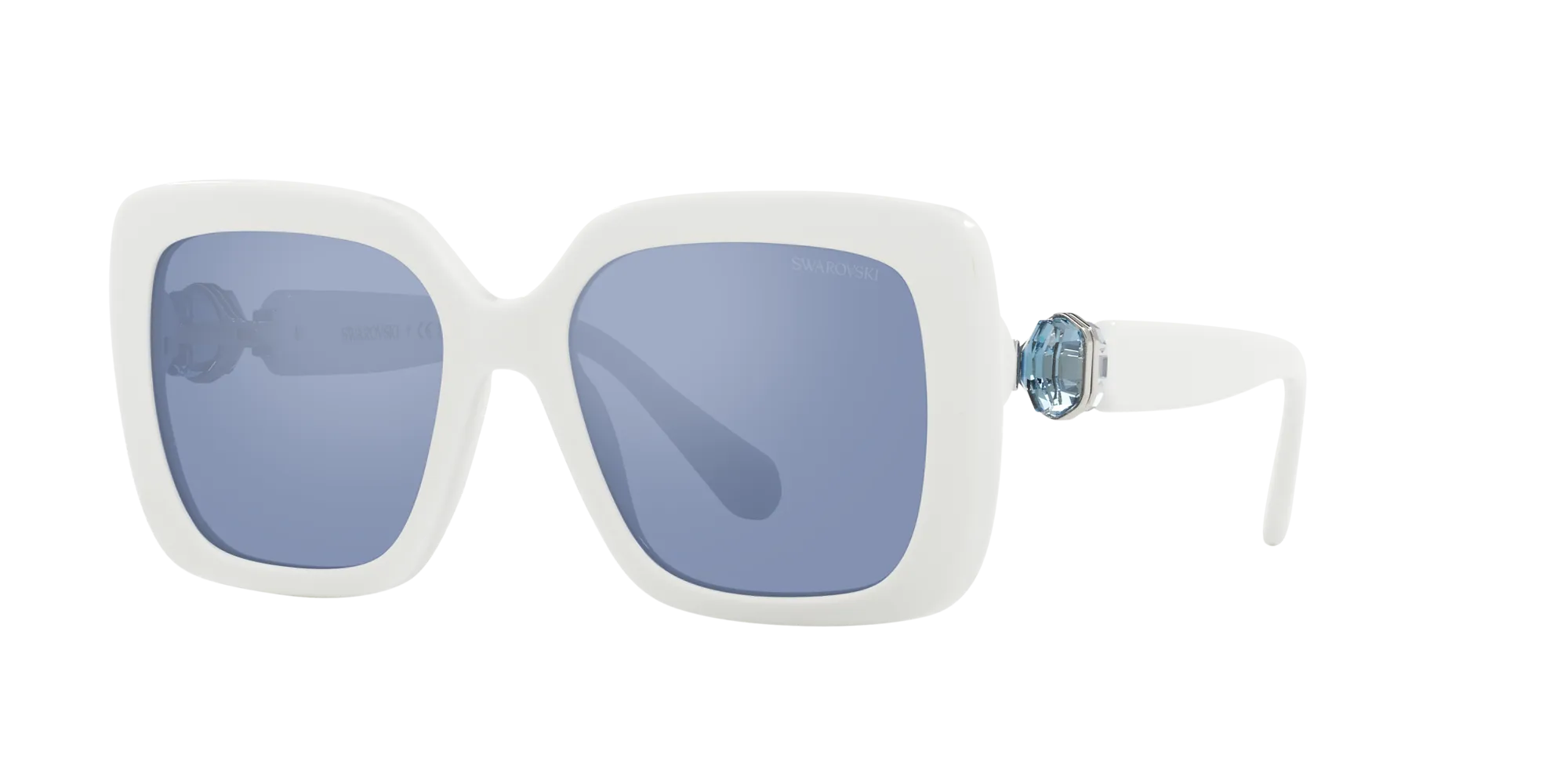 Swarovski SK6001 100355 Occhiali da sole Acetato Bianco Azzurro Squadrata Specchiate Specchiato - immagine 3