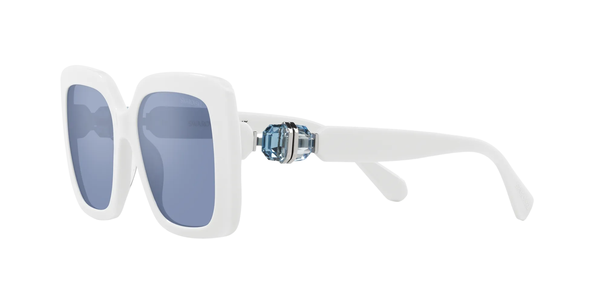 Swarovski SK6001 100355 Occhiali da sole Acetato Bianco Azzurro Squadrata Specchiate Specchiato - immagine 4