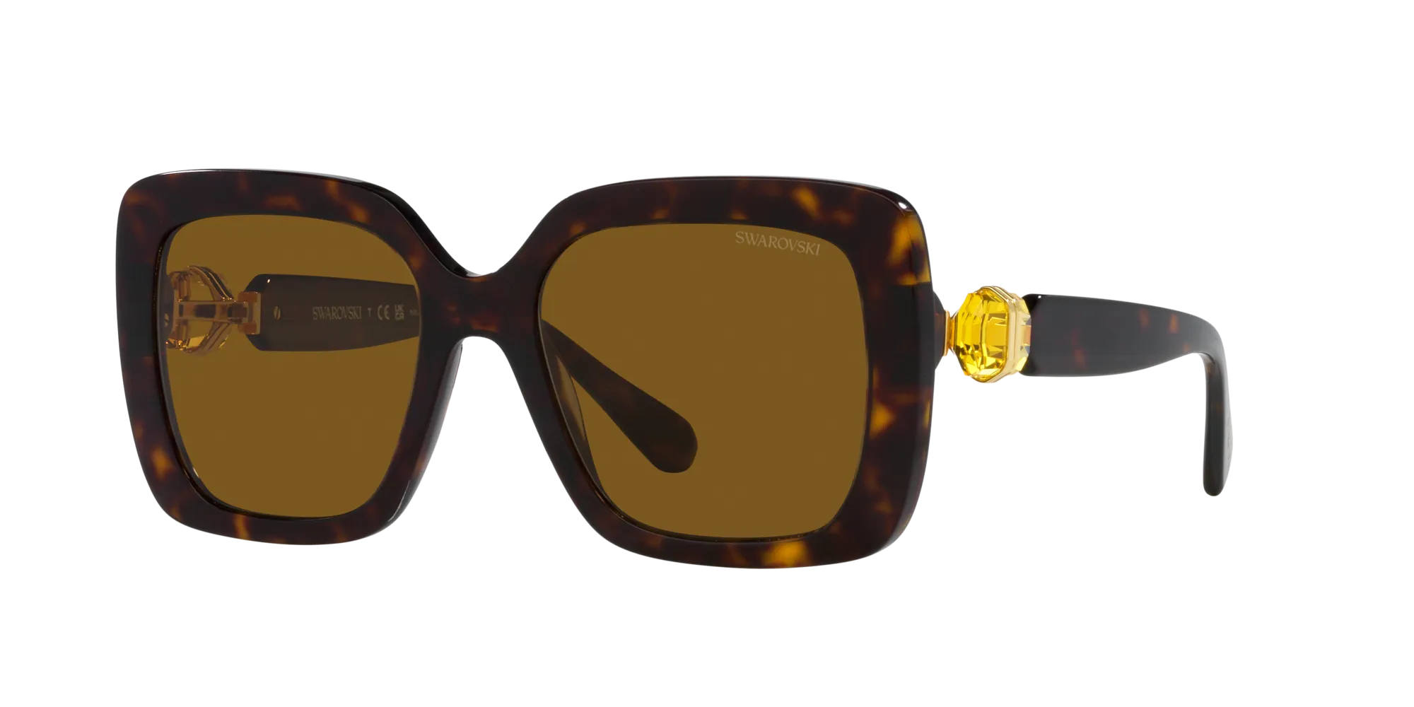 Swarovski SK6001 100283 Occhiali da sole Acetato Tartaruga Marrone Squadrata Polarizzata - immagine 3